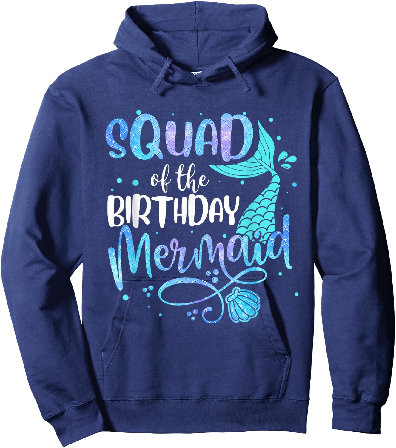 Squad Of The Birthday Mermaid Funny Family Matching Party Hoodie - Hoodie | Navy