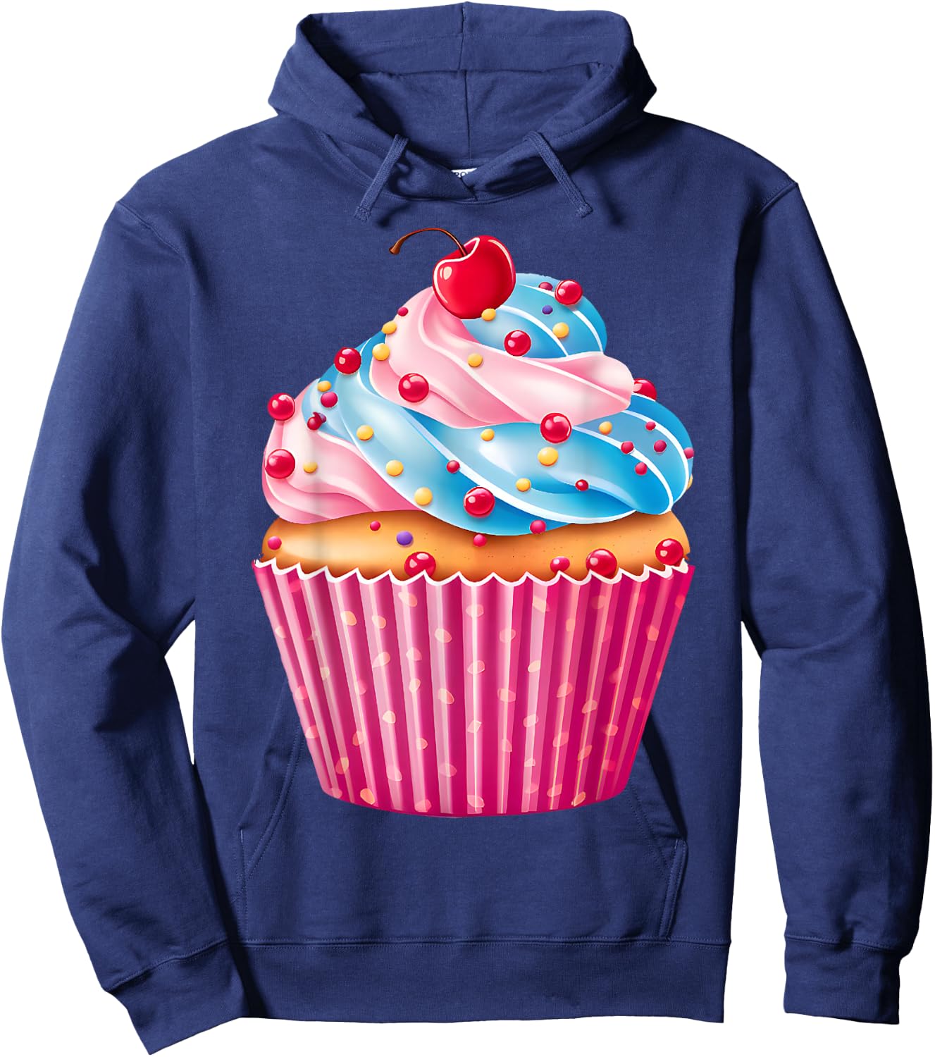 Sweets Pink Cupcake Lovers Sprinkles Pattern Dessert Food Hoodie - Hoodie | Navy
