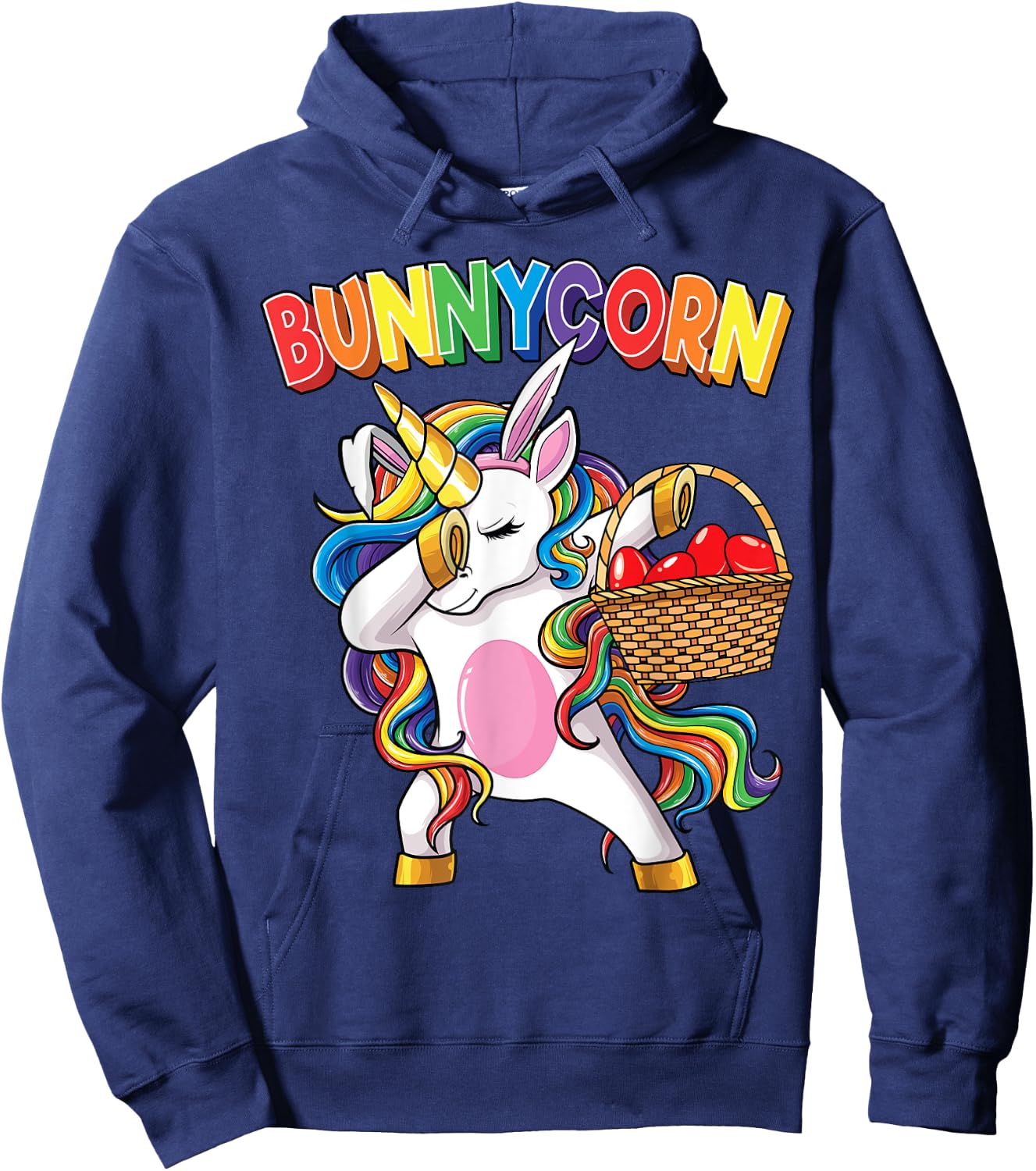 Dabbing Unicorn Shirt Bunnycorn Eggs Easter Girls Kids Dab Hoodie - Hoodie | Navy