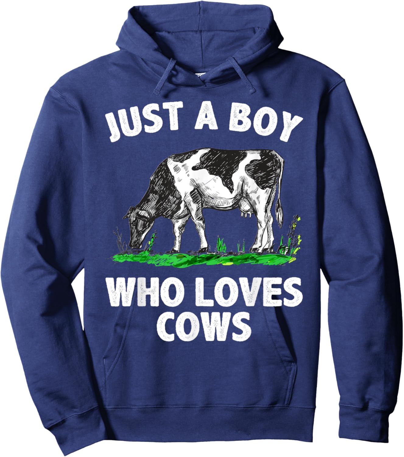 Funny Cow Design Boys Cow Farmer Livestock Animal Hoodie - Hoodie | Navy
