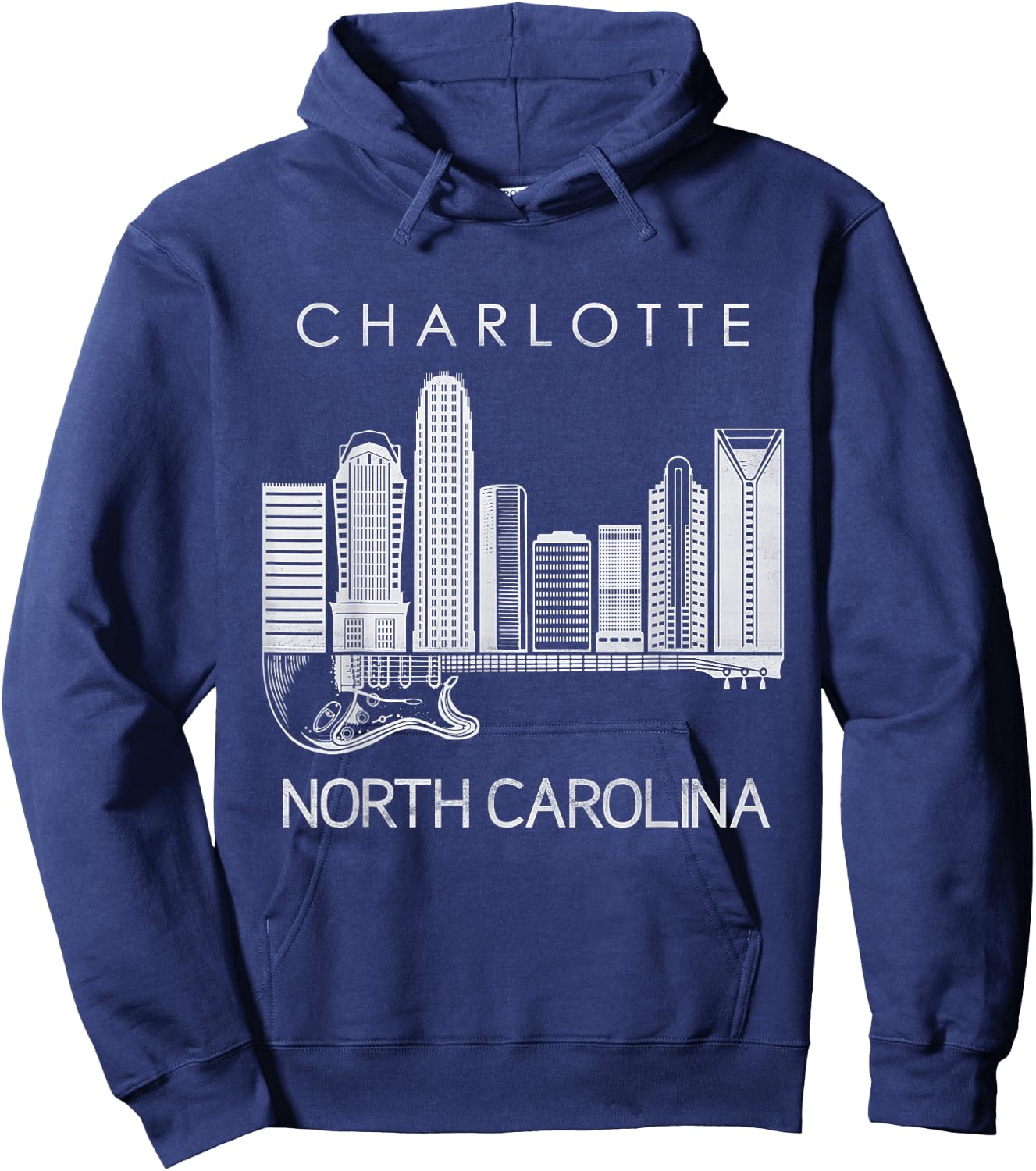 Charlotte Souvenir Men North Carolina Souvenir Music Guitar Hoodie - Hoodie | Navy