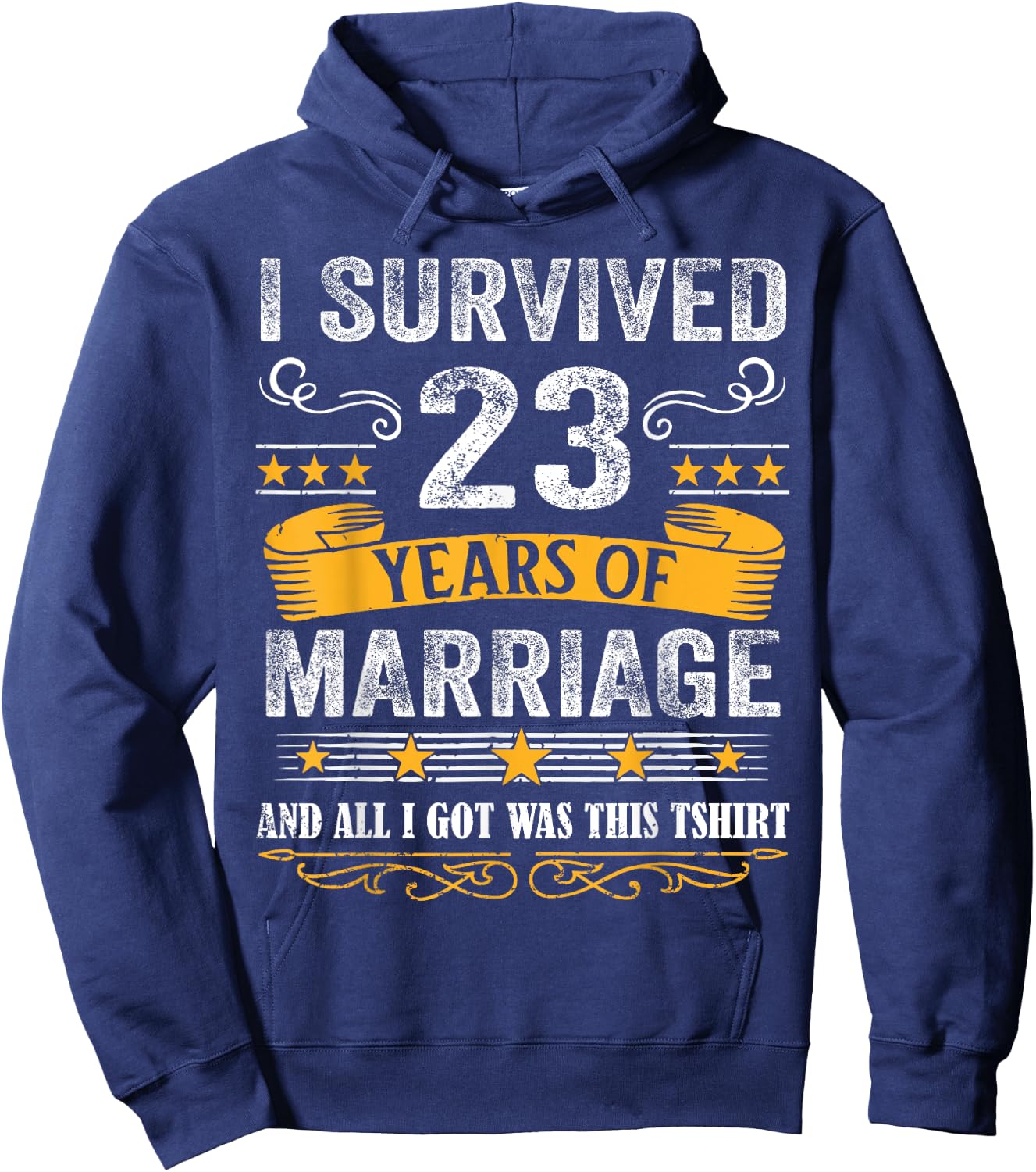 23rd Wedding Anniversary shirt Couples Husband Wife 23 Years Hoodie - Hoodie | Navy