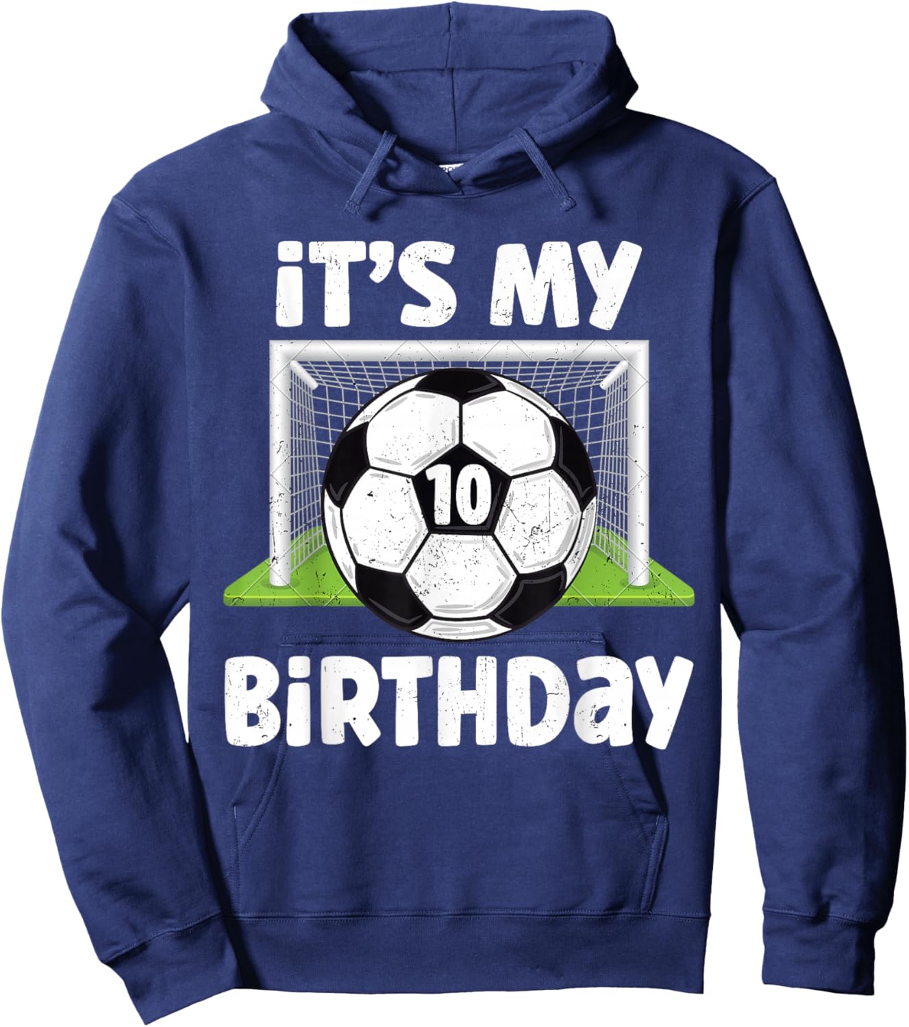 10 Years Old Soccer 10th Birthday Player Kids B-Day Party Hoodie - Hoodie | Navy