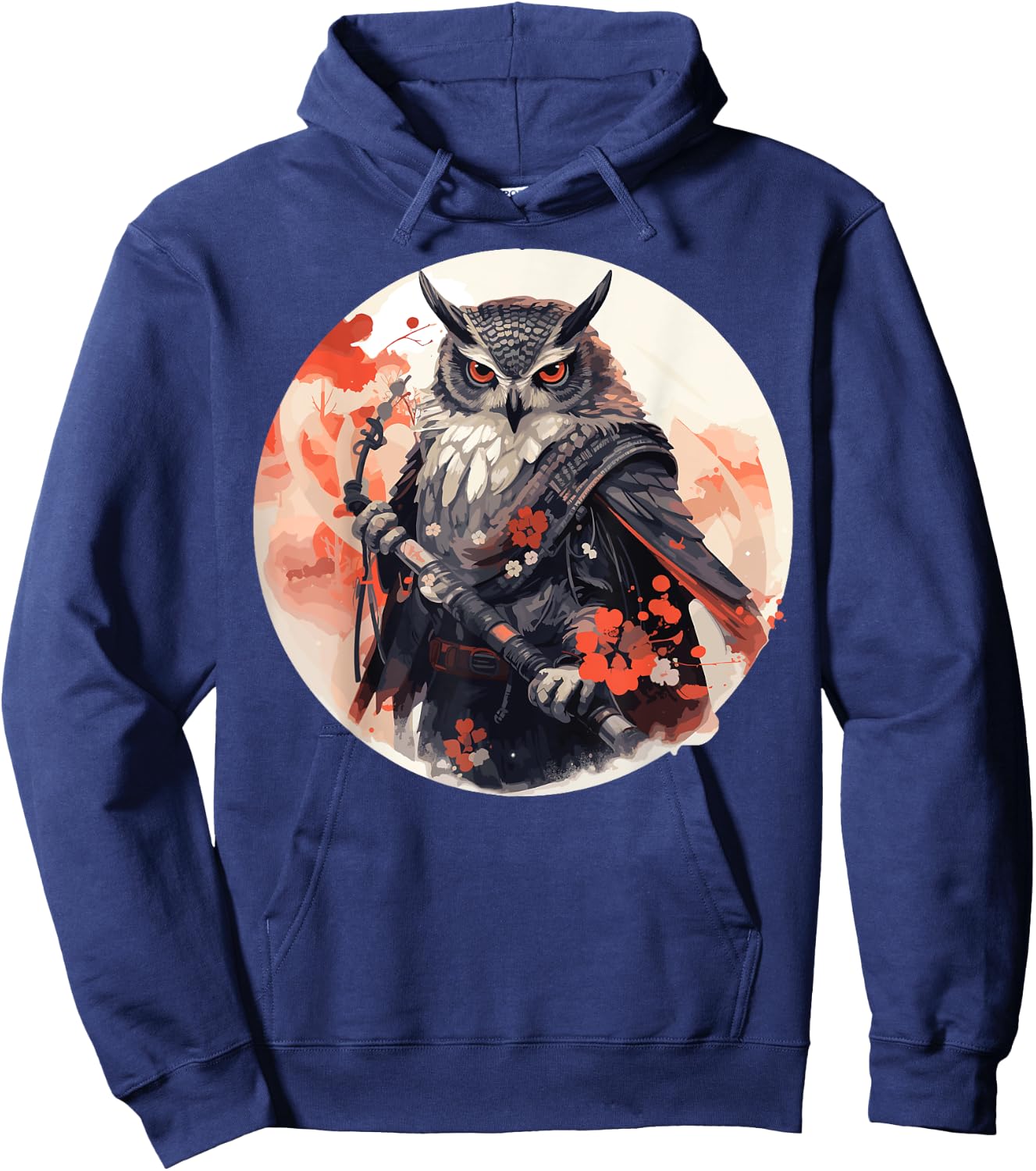 Samurai Owl Warrior Japanese Ninja Bird Owl Kawaii Hoodie - Hoodie | Navy