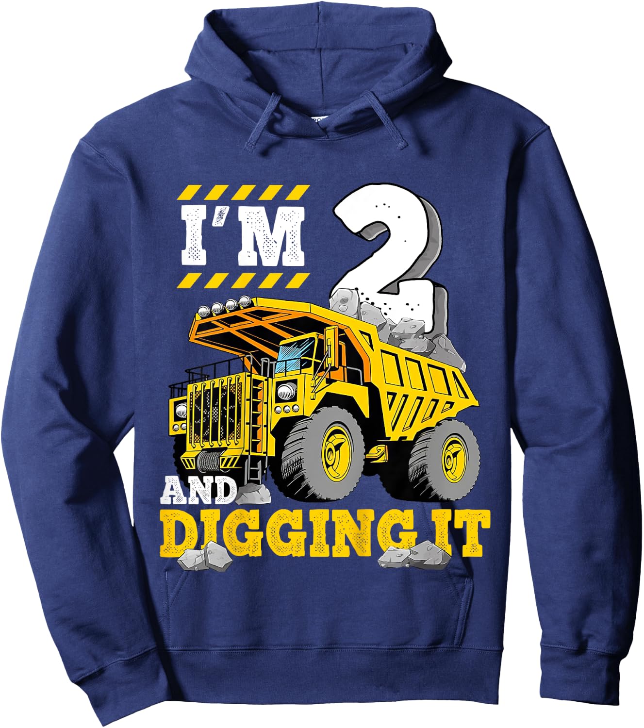 Two 2th Birthday Cool Construction Truck 2yr Boy 2 Years Old Hoodie - Hoodie | Navy