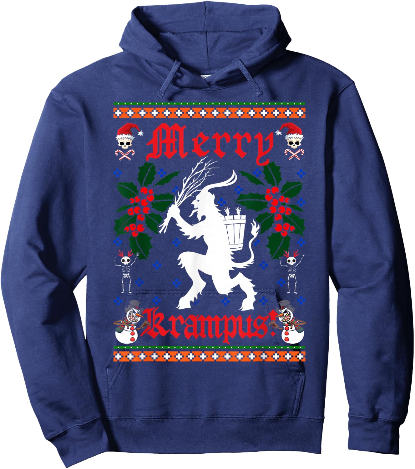 Funny Krampus Men Women Kids Merry Krampus Ugly Christmas Hoodie - Hoodie | Navy
