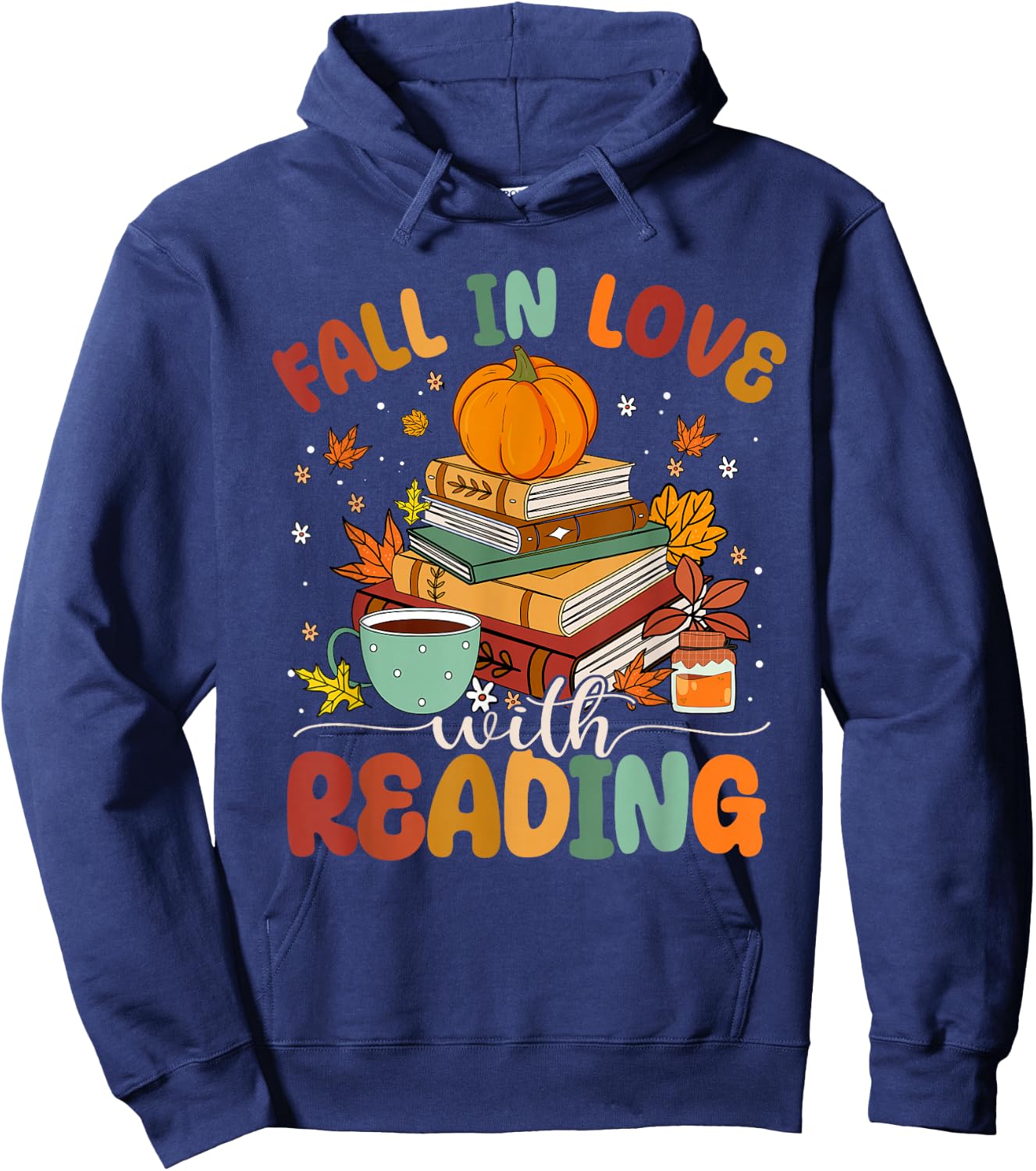 Fall In Love With Reading Fall Season Hoodie - Hoodie | Navy