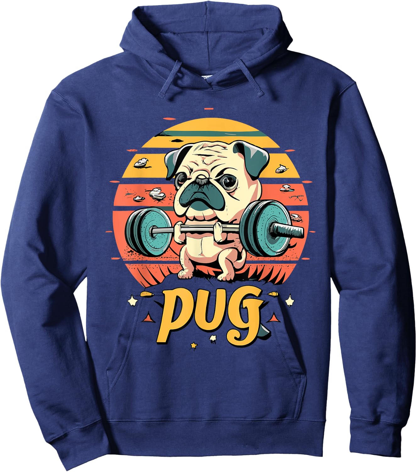 Pug Weightlifting Funny Deadlift Men Fitness Gym Workout Hoodie - Hoodie | Navy