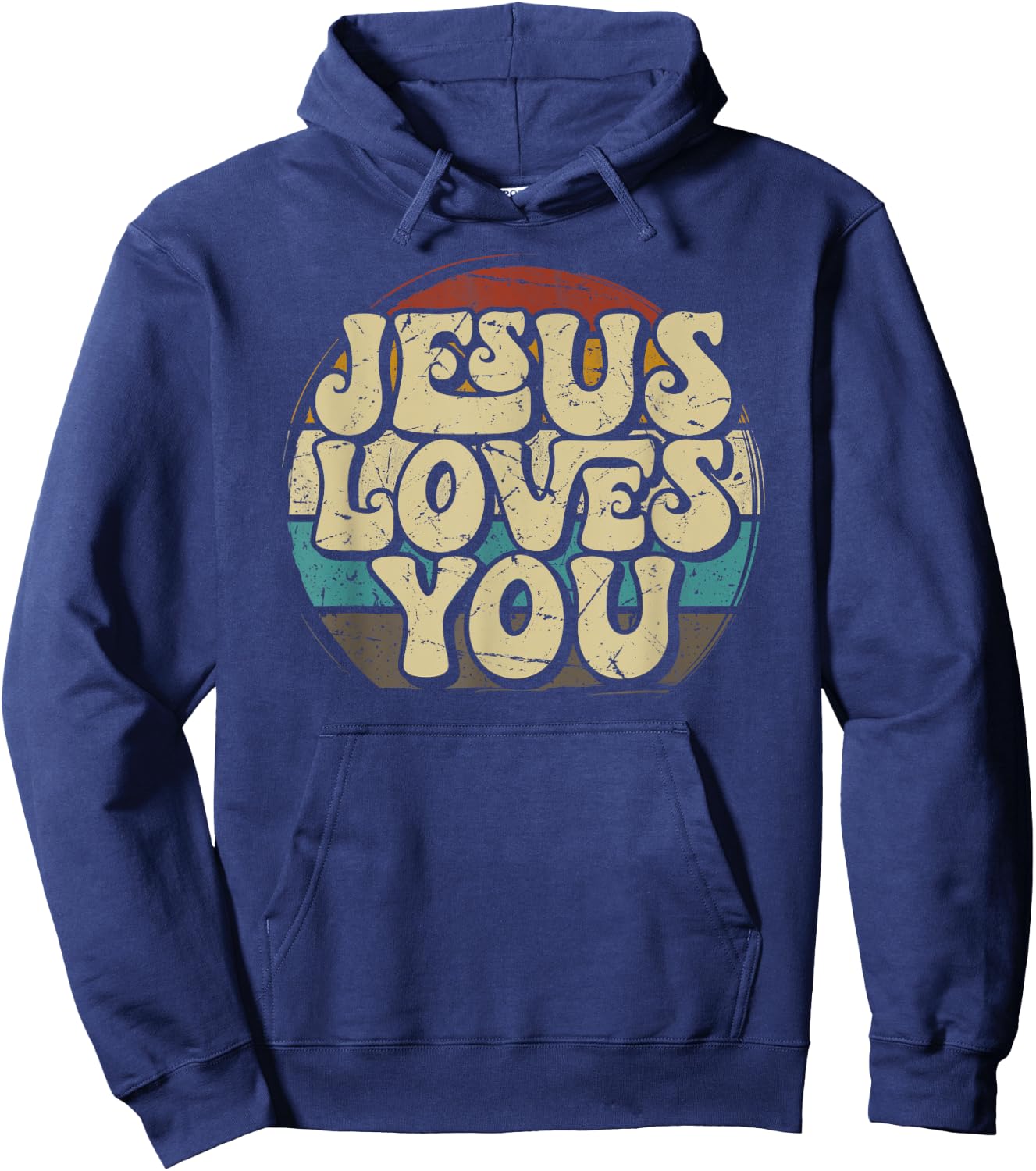 Jesus Loves You Retro Vintage Style Graphic Men Hoodie - Hoodie | Navy