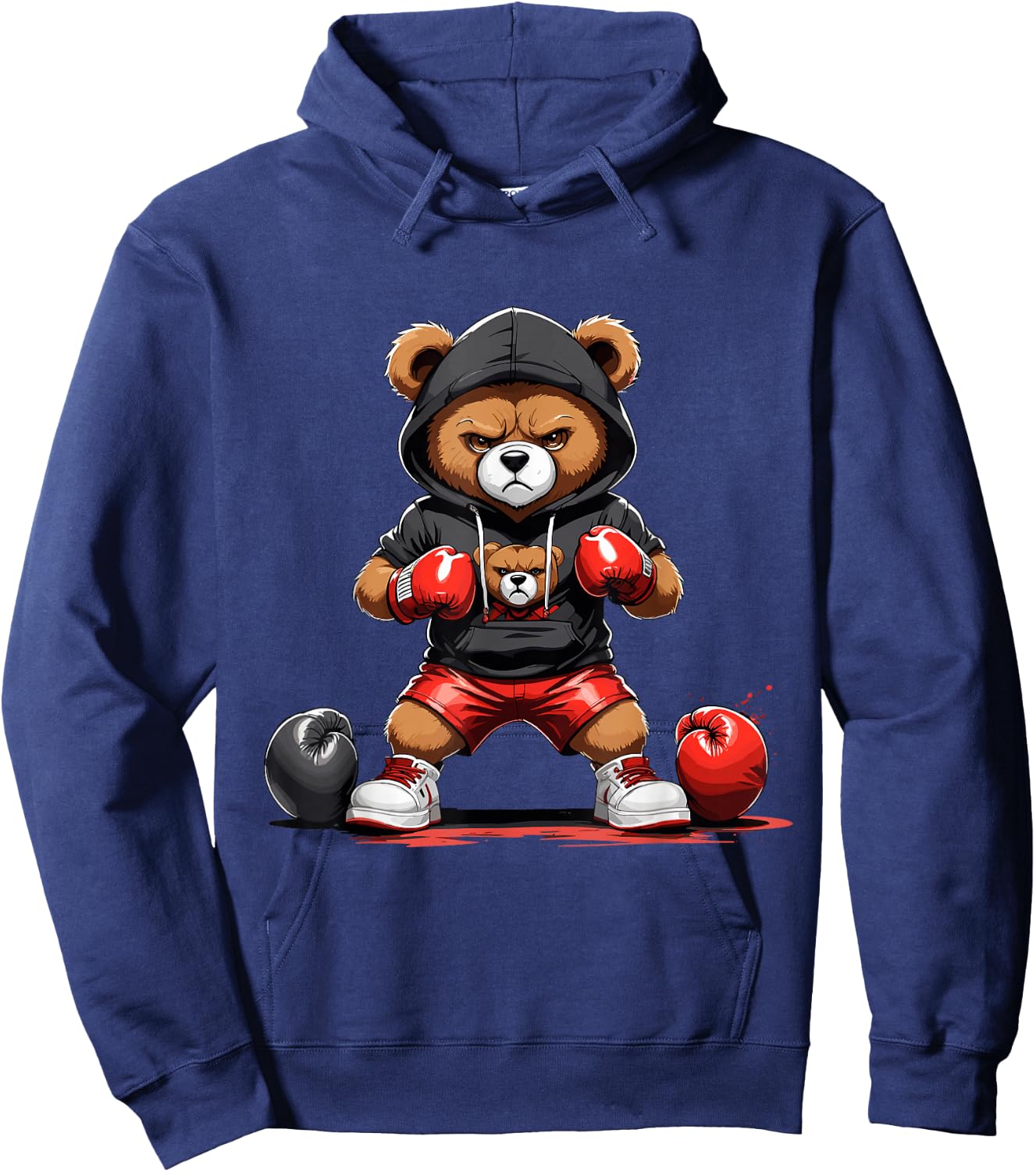 Teddy Bear Gangster Boxer with Hip Hop Street Clothes Hoodie - Hoodie | Navy