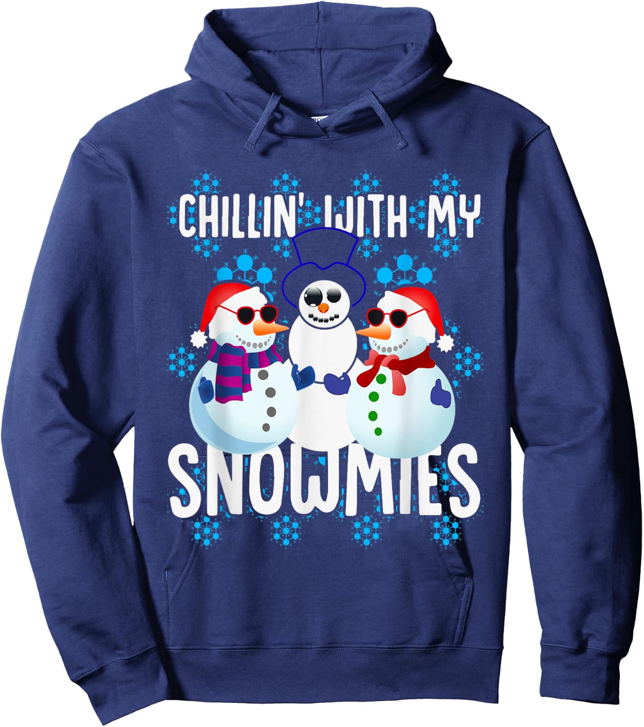 Christmas Chillin' With My Snowmies Snowman Xmas Hoodie - Hoodie | Navy