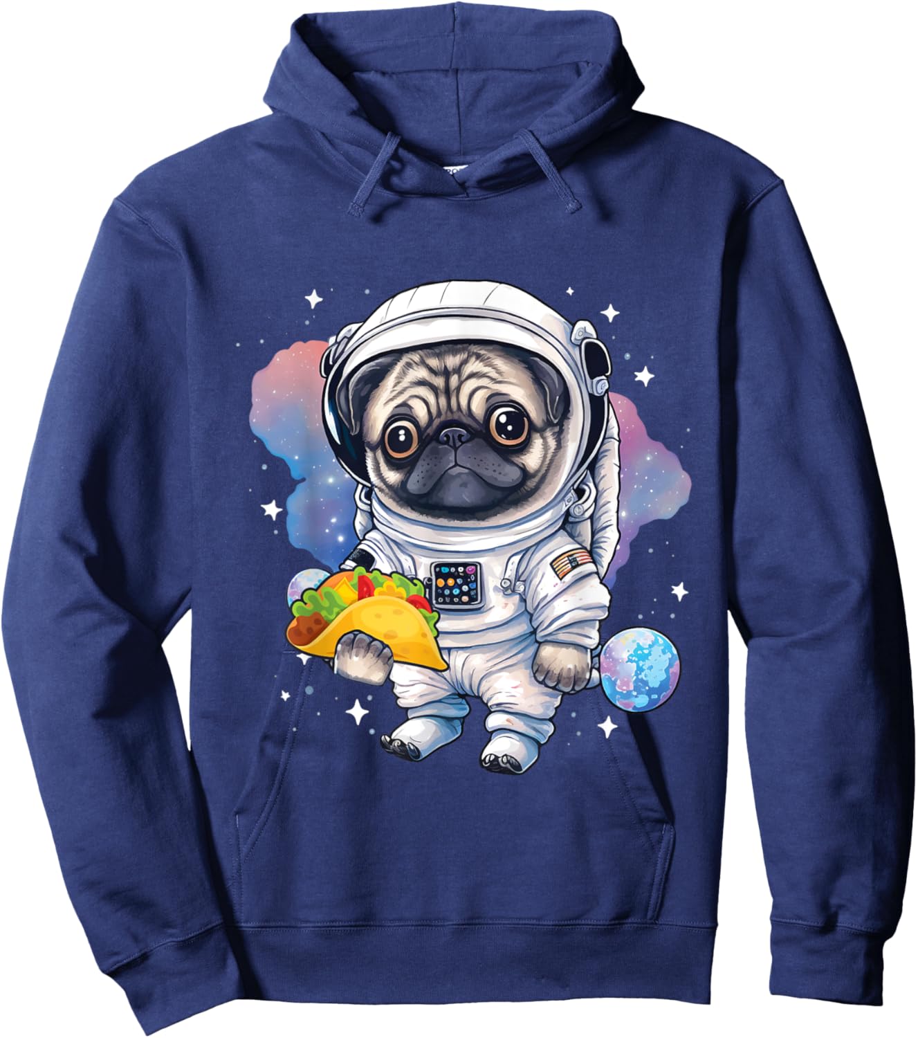 Astronaut Pug - Taco Lover Dog Owner Puppy Pet Trainer Women Girls Kids Hoodie - Hoodie | Navy