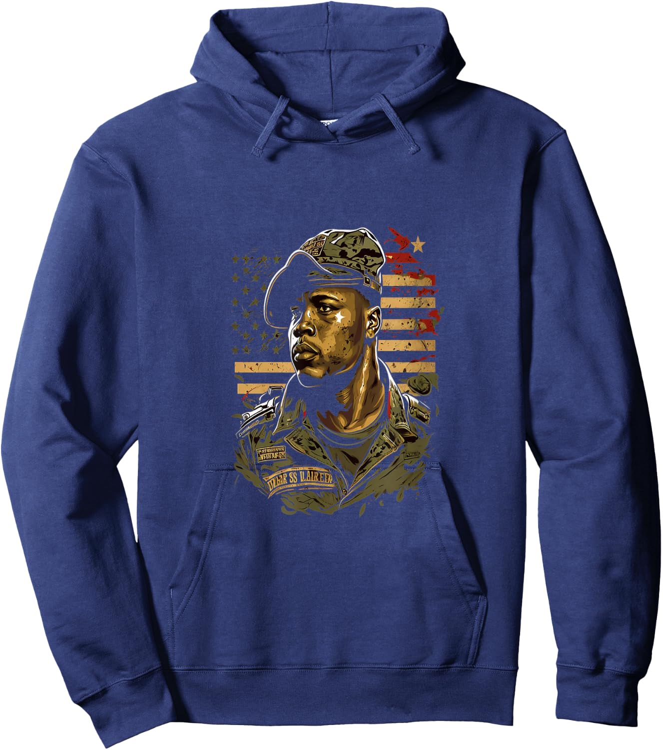 Memorial Day Veteran African American USA Flag 4th of July Men Hoodie - Hoodie | Navy
