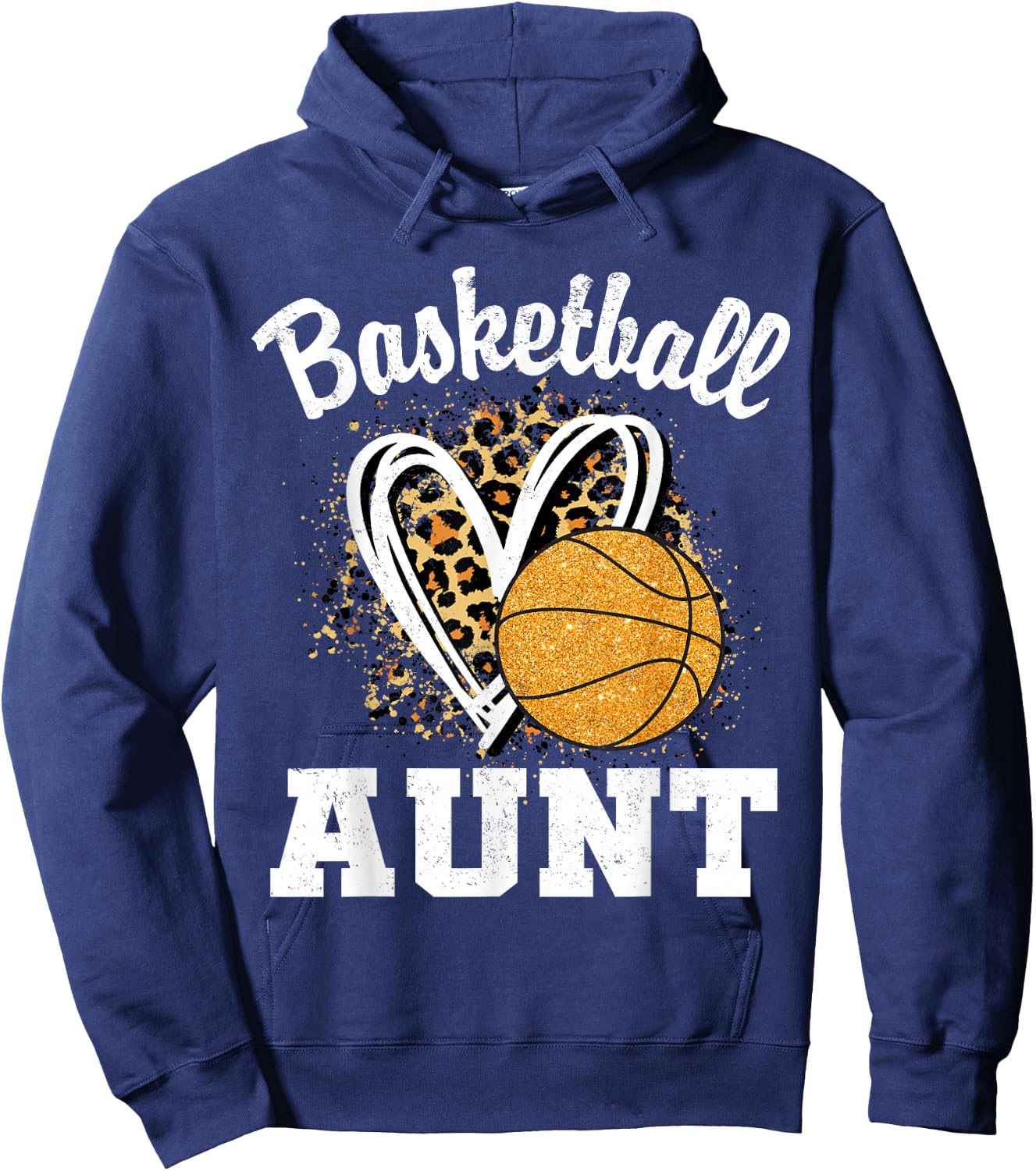 Basketball Aunt Leopard Heart Hoodie - Hoodie | Navy