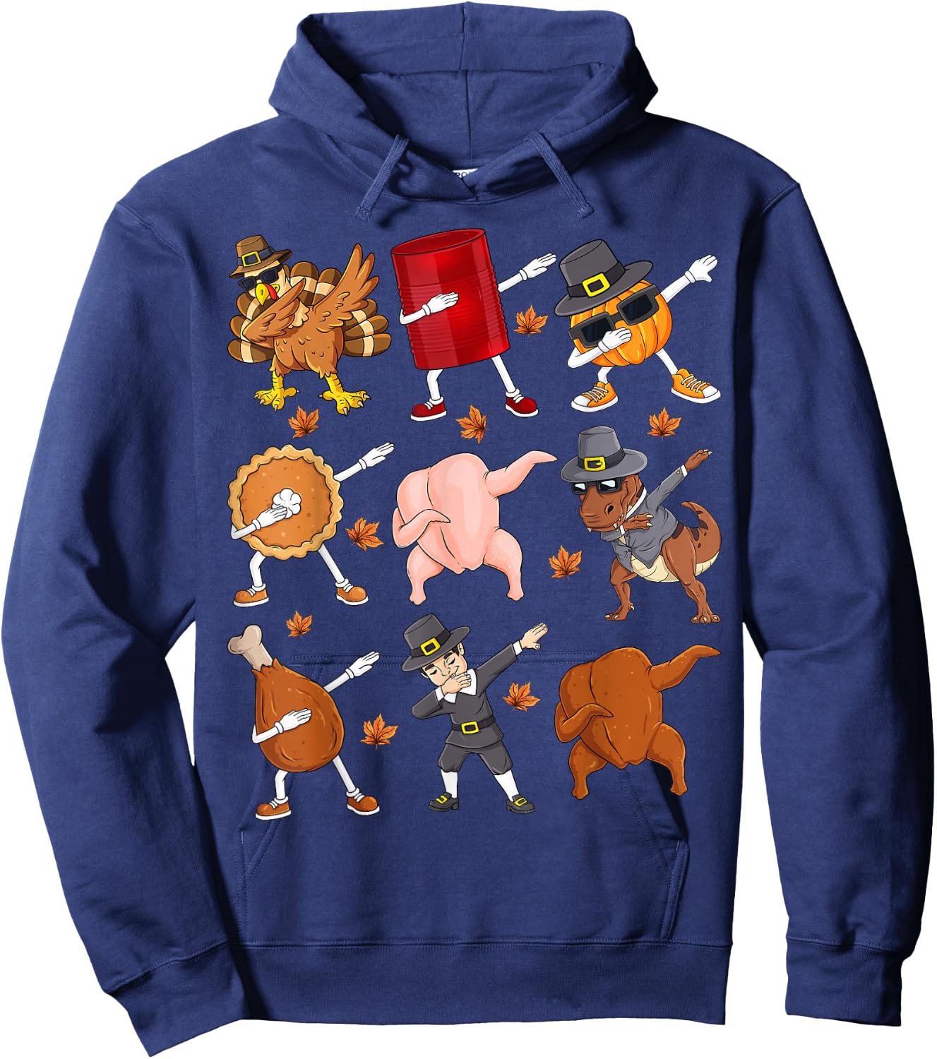 Dabbing Turkey T Rex Pilgrim Thanksgiving Boys Kid Funny Dab Hoodie - Hoodie | Navy