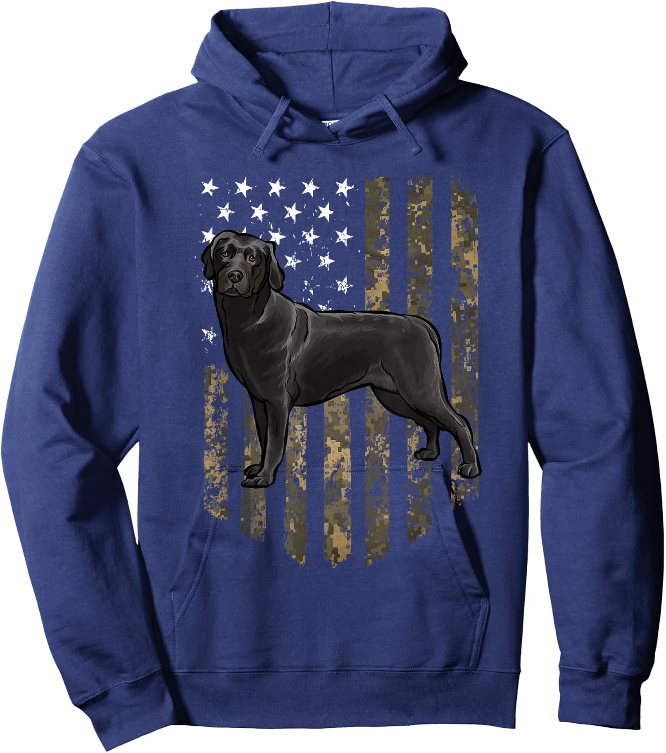 Camo American Flag Black Labrador Retriever 4th of July USA Hoodie - Hoodie | Navy