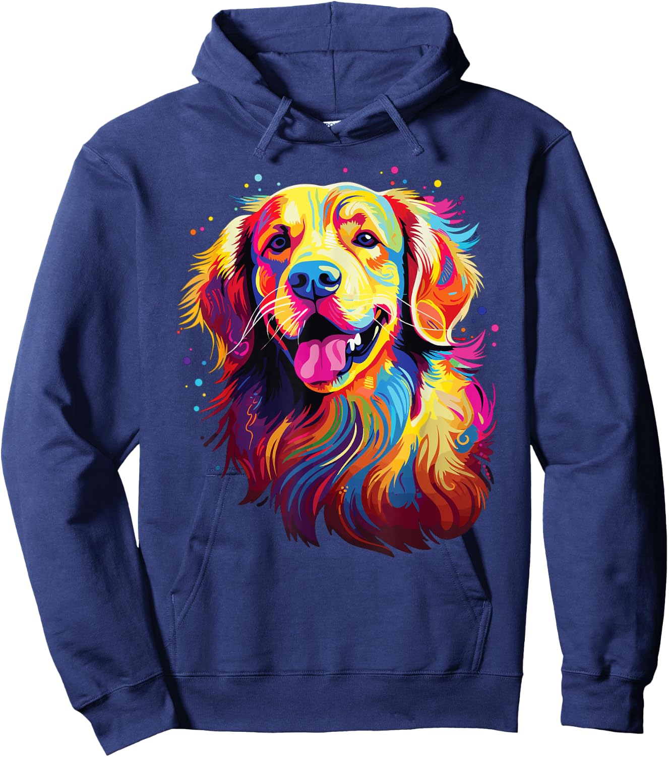 Watercolor Colorful Golden Retriever Dog Hoodie - Hoodie | Navy