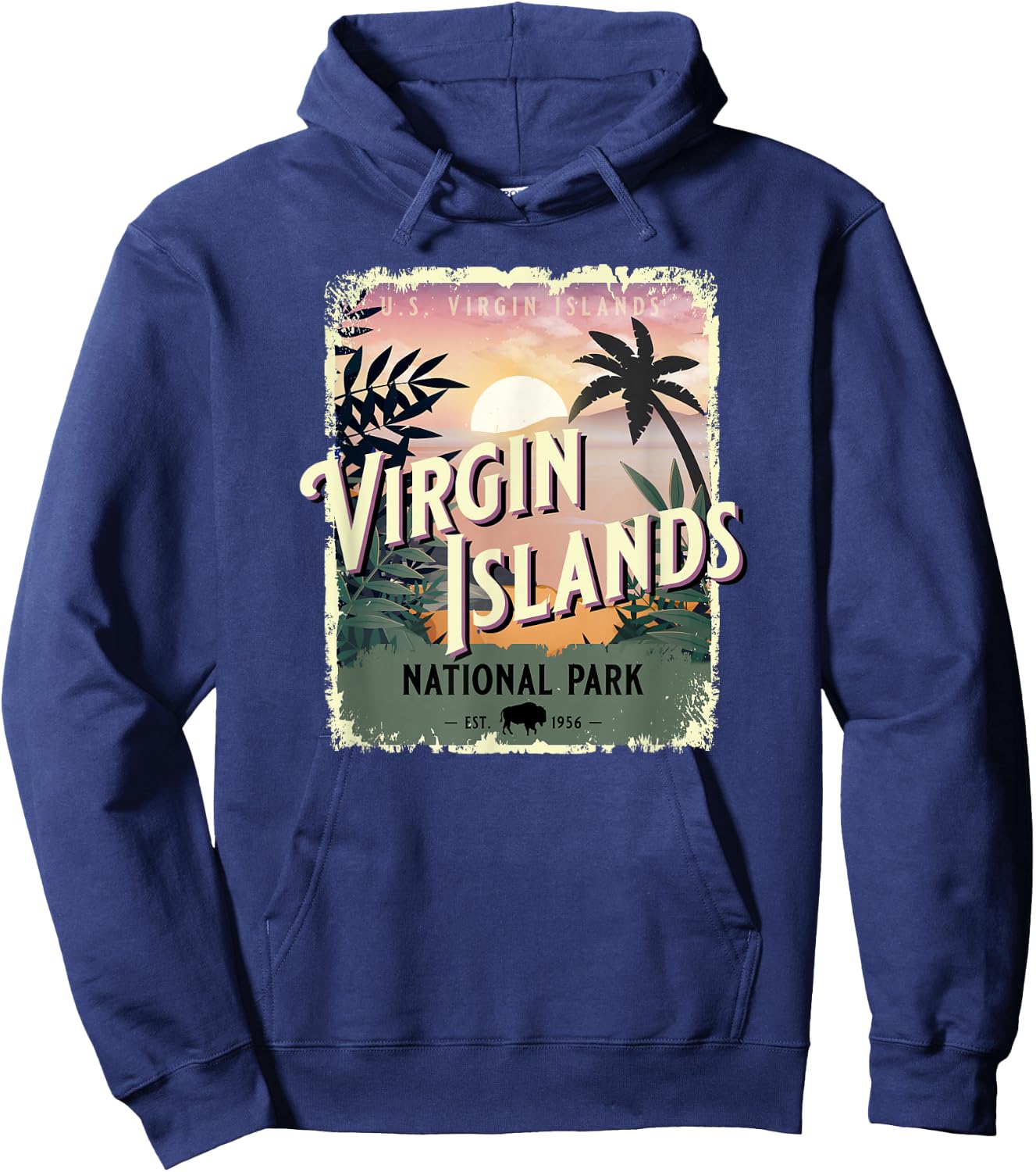 Virgin Islands National Park USA Tropical Caribbean Beach Hoodie - Hoodie | Navy