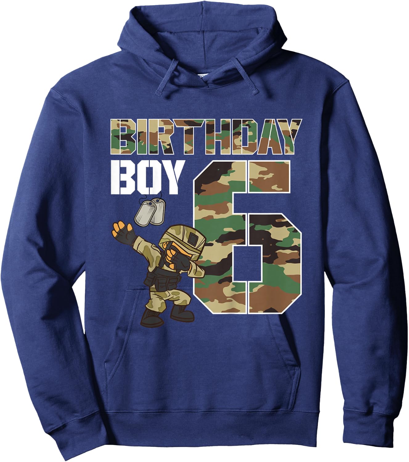 Kids 6 Year Old Boy Military Army 6th Birthday Boy Matching Hoodie - Hoodie | Navy