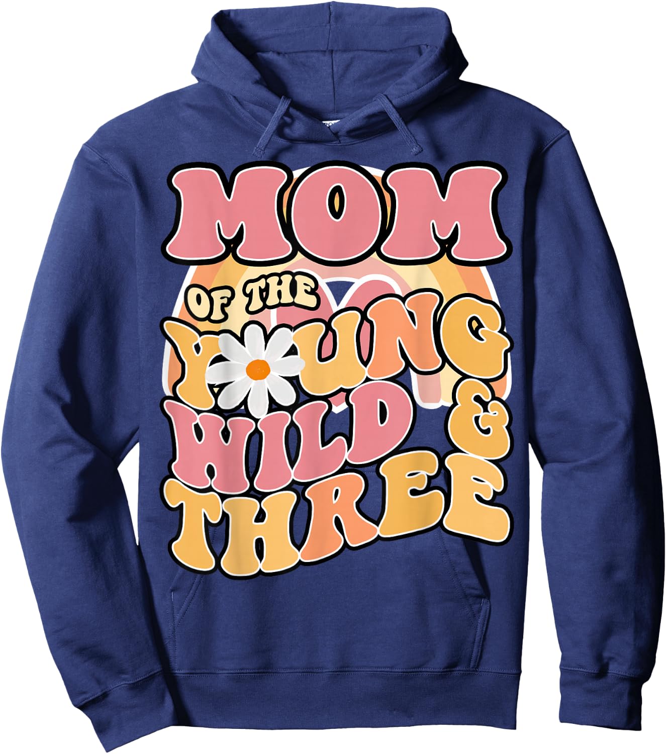 Daisy Birthday Mom Young Wild & 3 Boho 3rd Birthday Matching Hoodie - Hoodie | Navy