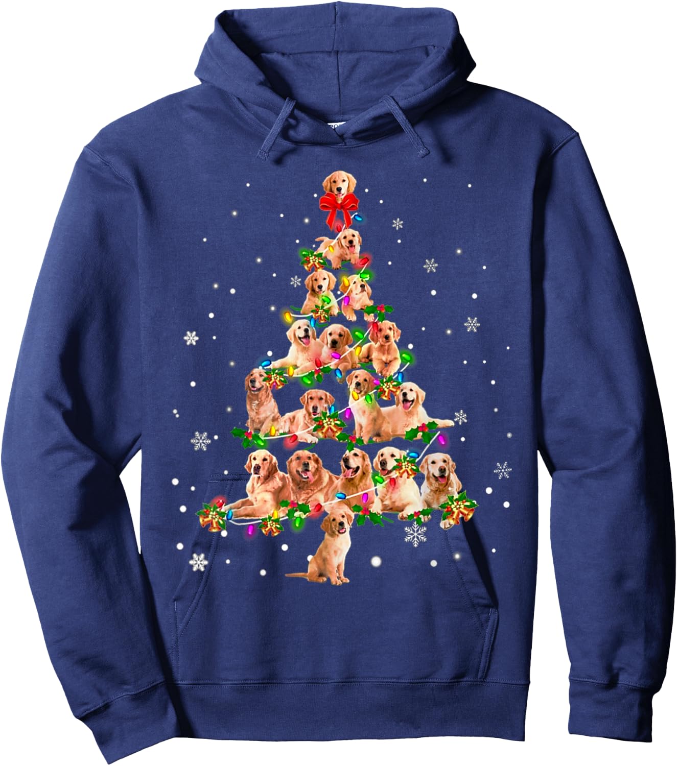 Cute Golden Retriever Dog Christmas Tree Gift Decor Xmas Men Women Kids Hoodie - Hoodie | Navy