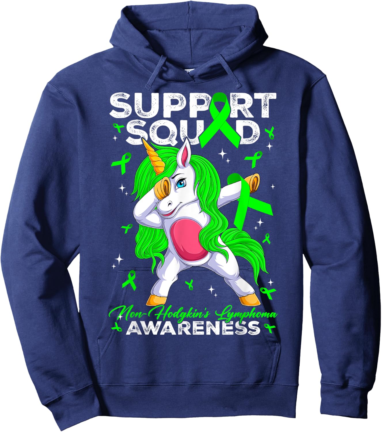 Support Squad Non-Hodgkin's Lymphoma Awareness Month Unicorn Hoodie - Hoodie | Navy