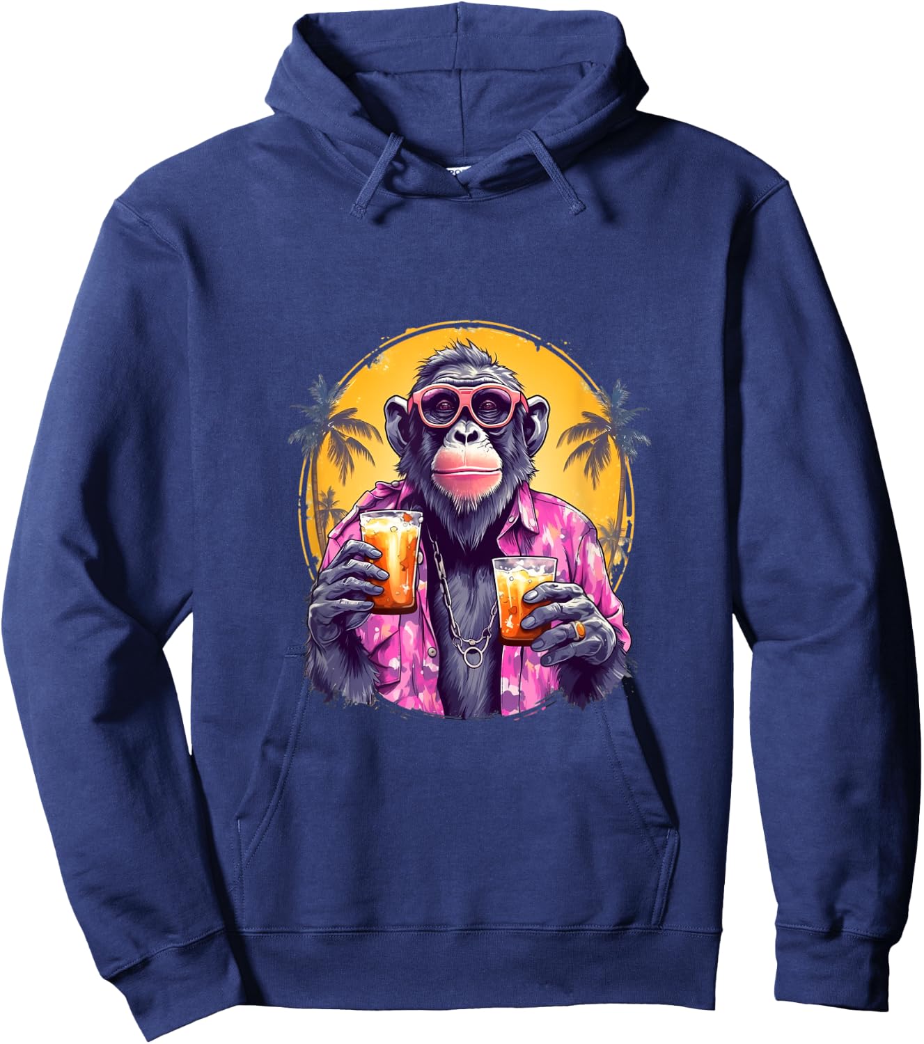 Monkey Drinking Beer Funny Beer Drinker Drunk Gorilla Ape Hoodie - Hoodie | Navy