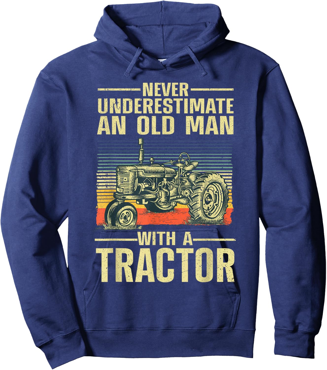Cool Tractor Design for Grandpa Men Tractor Driver Farming Small Hoodie - Hoodie | Navy