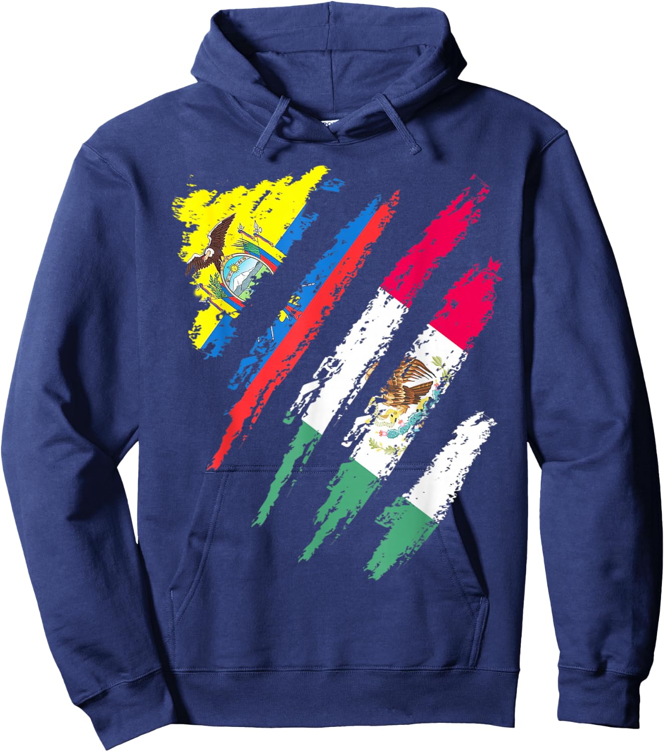 Ecuador Flag Mexico Grown Patriot Country Stripes Hoodie - Hoodie | Navy