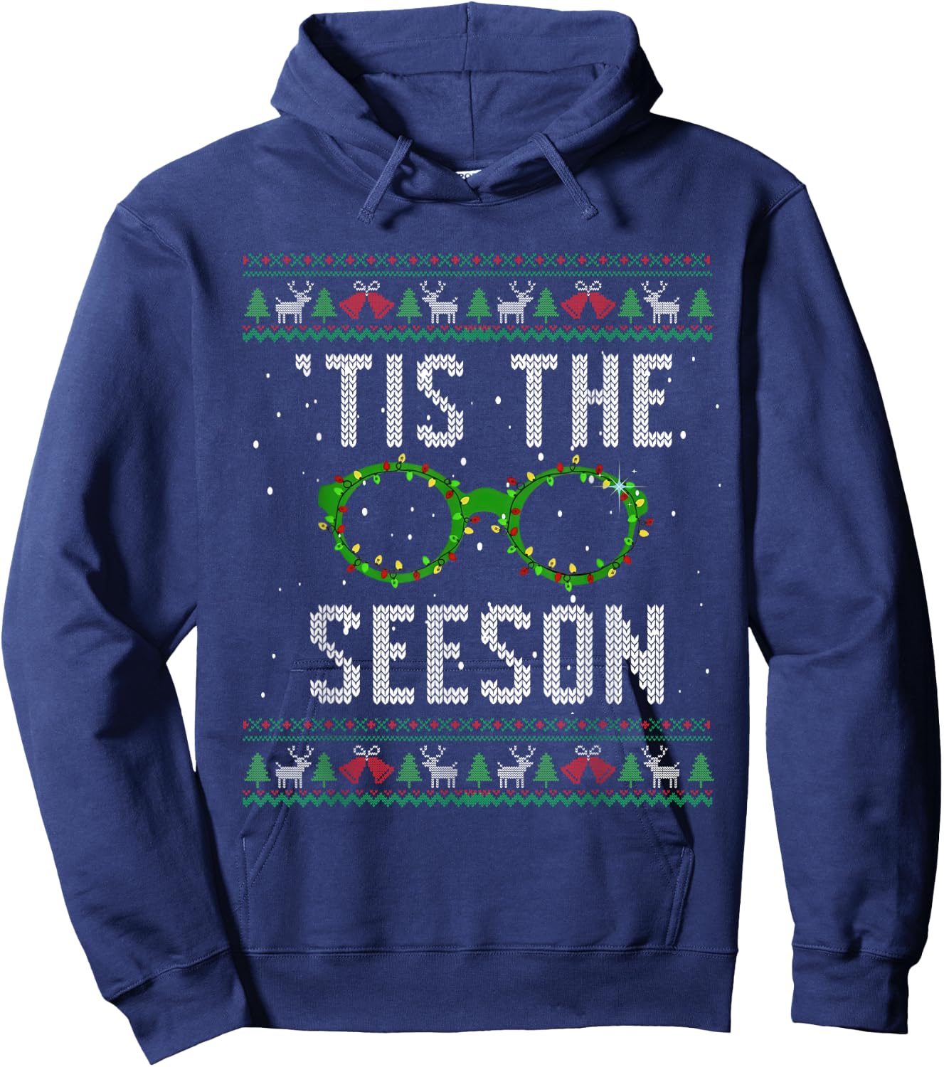 Optometry Christmas Season Tis The Seeson Ugly Sweater Xmas Hoodie - Hoodie | Navy