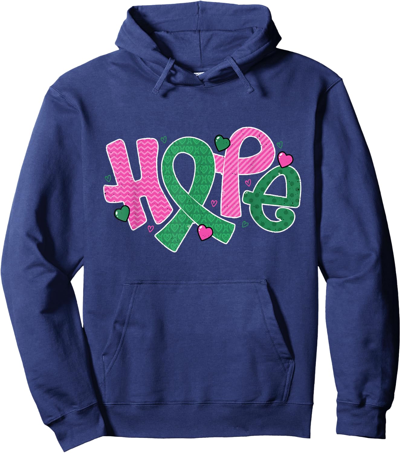 Liver and Breast Cancer Hope October Cancer Awareness Month Hoodie - Hoodie | Navy
