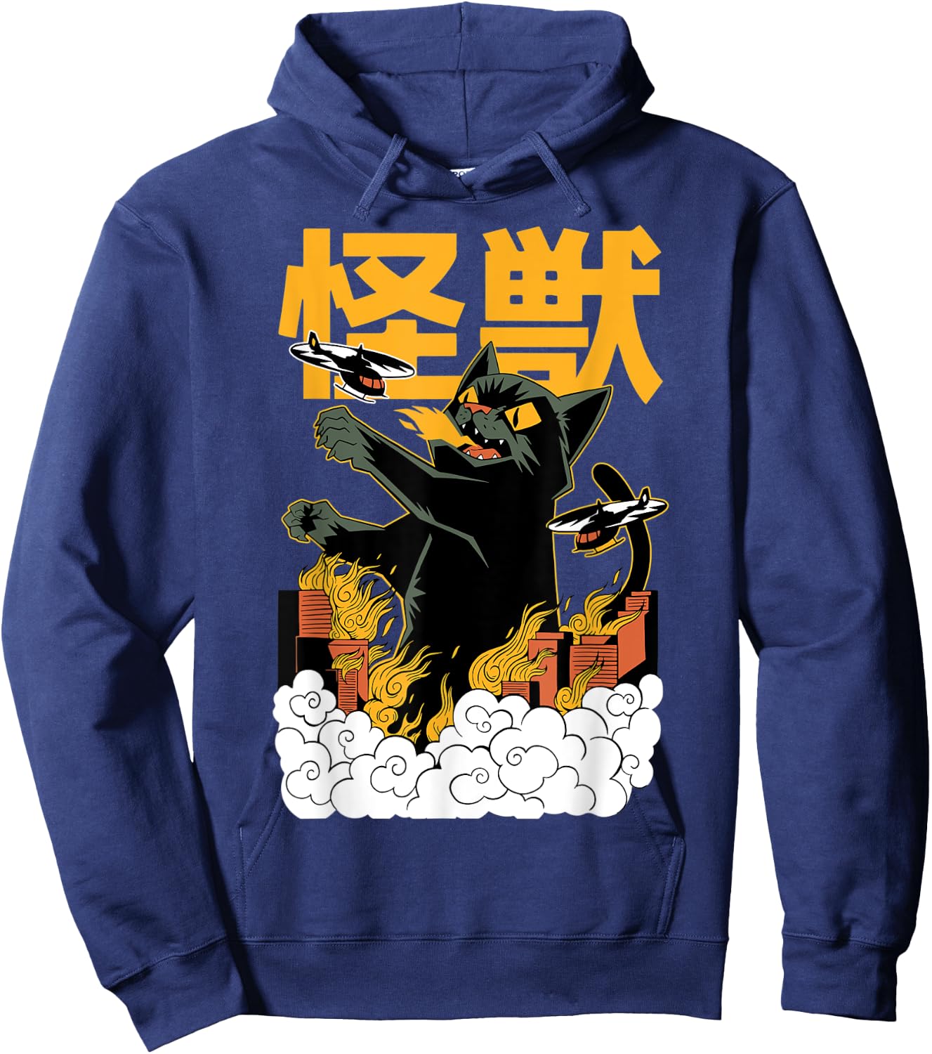 Catzilla Cat Kitten Lover Kaiju Film Parody Japanese Graphic Women Kids Hoodie - Hoodie | Navy