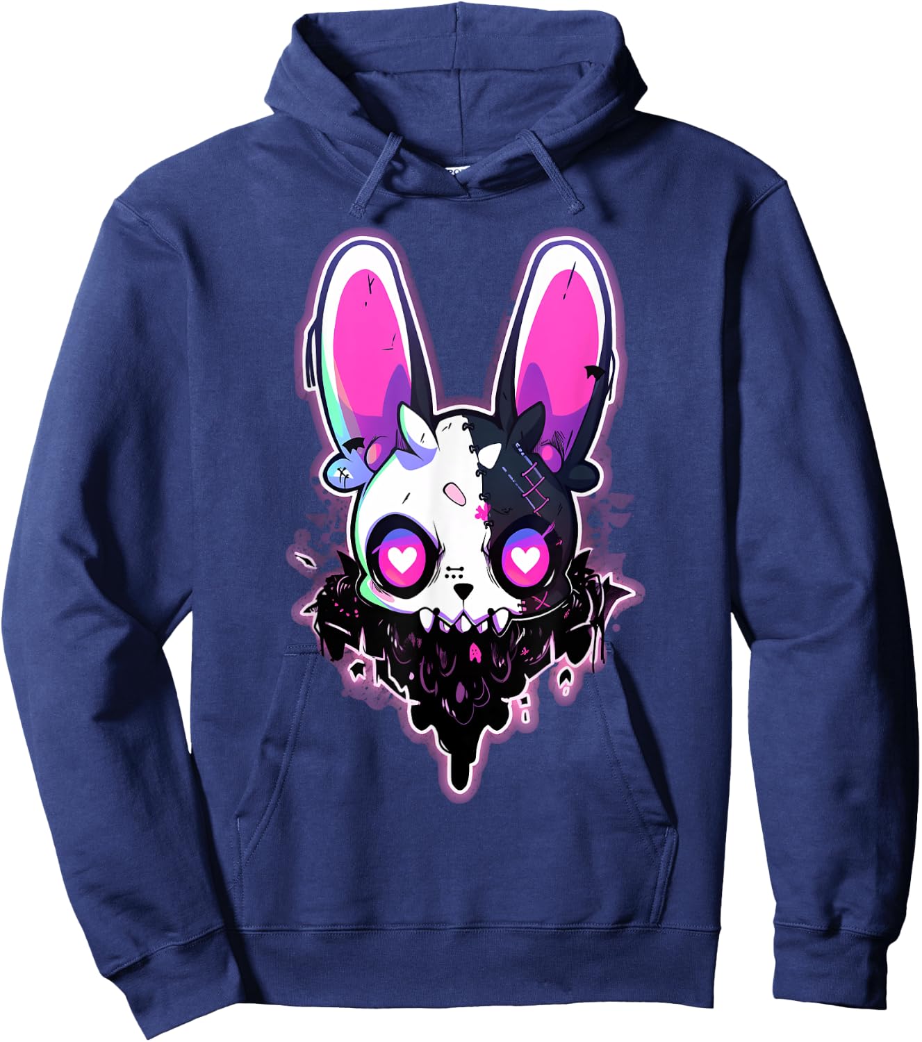 Kawaii Rabbit Cute Goth Bunny E-Girl Gothic Outfit Grunge Hoodie - Hoodie | Navy