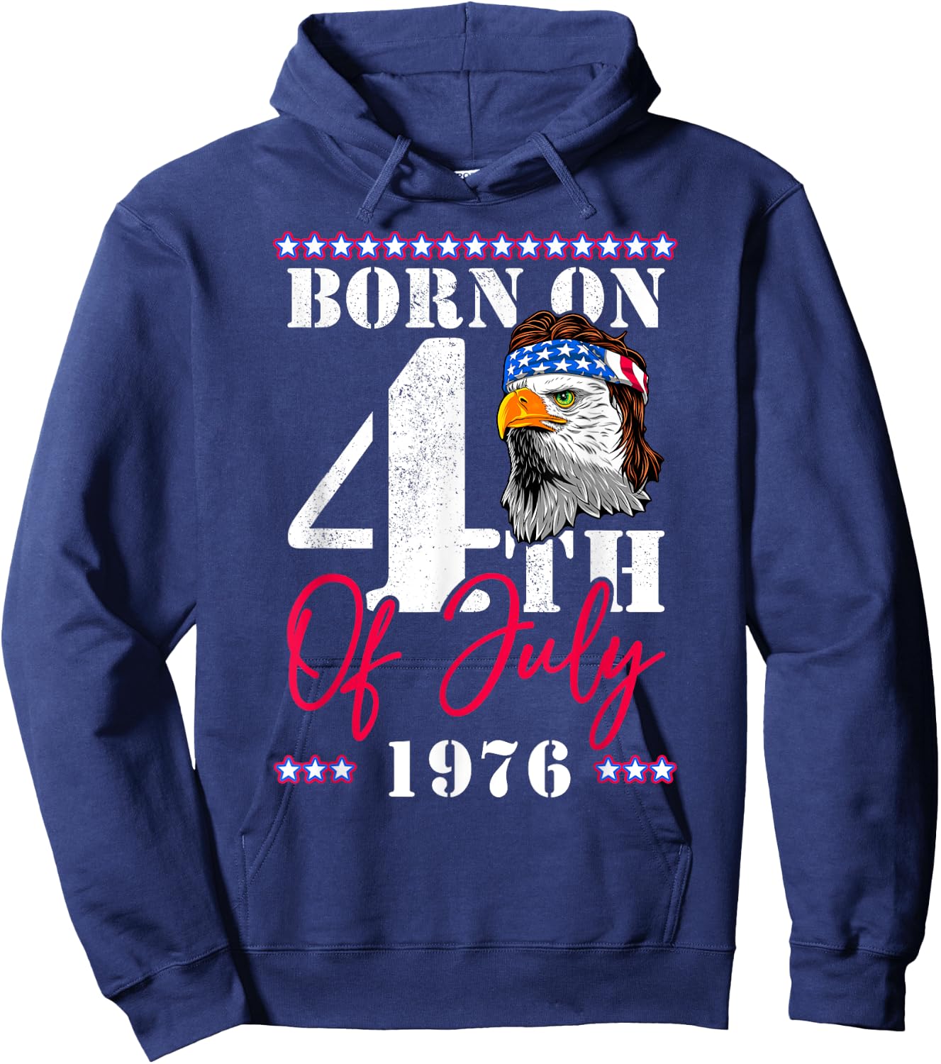 Patriotic America USA Eagle Born On 4th Of July 1976 Men Hoodie - Hoodie | Navy