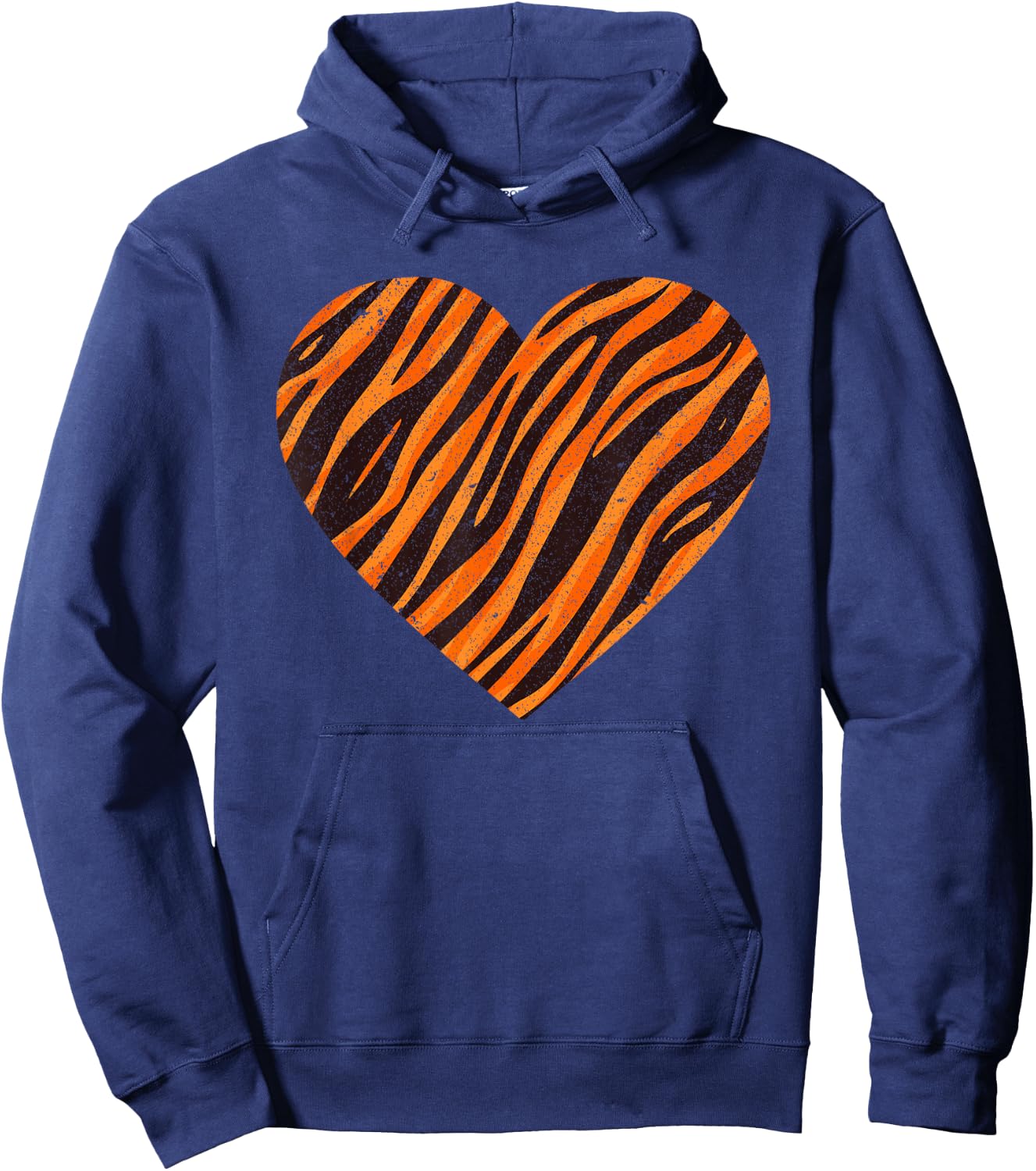 Cool Tiger Stripes Women Animal Lover Heart Pattern Hoodie - Hoodie | Navy