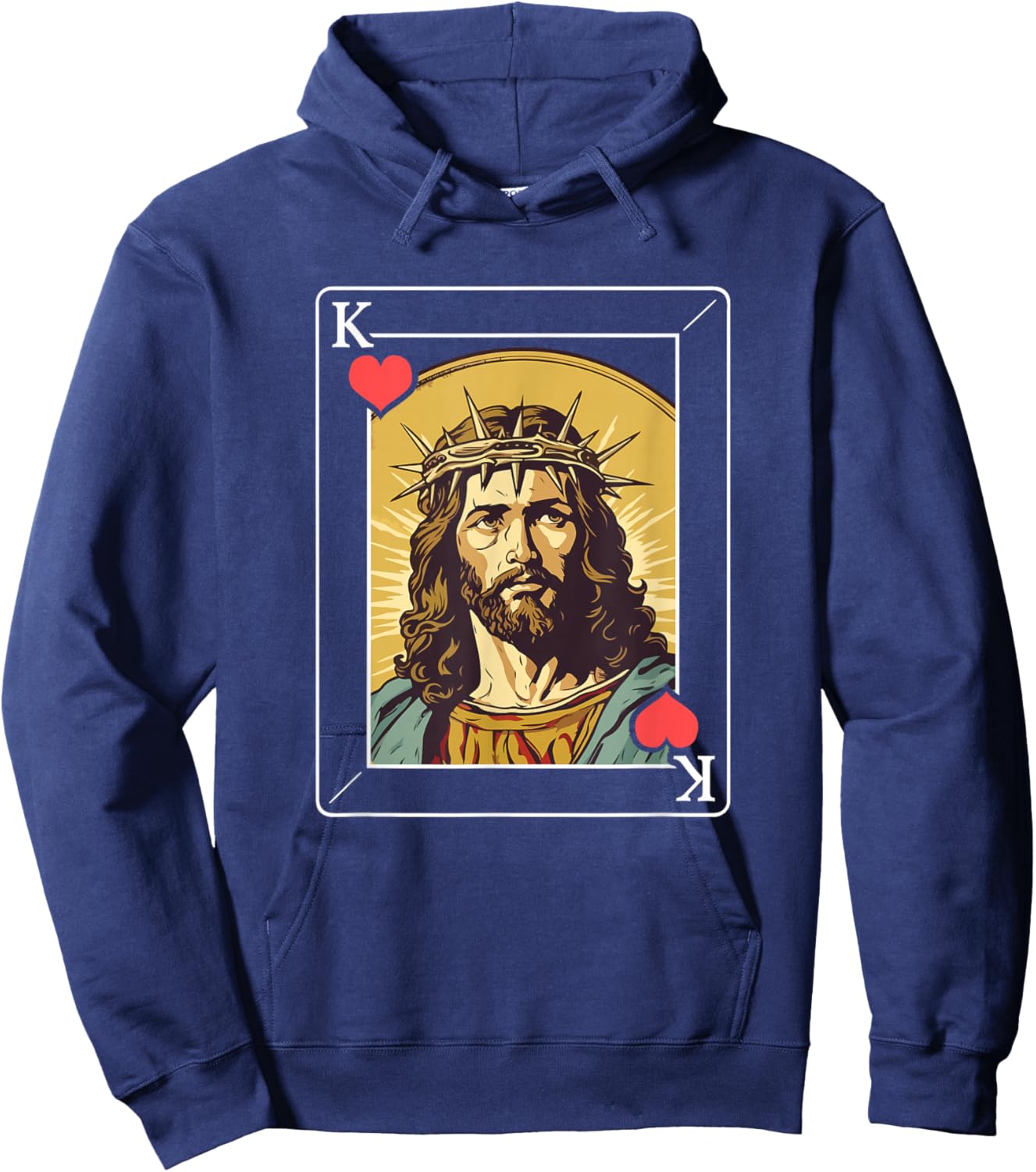 Jesus King of Hearts Card Hoodie - Hoodie | Navy