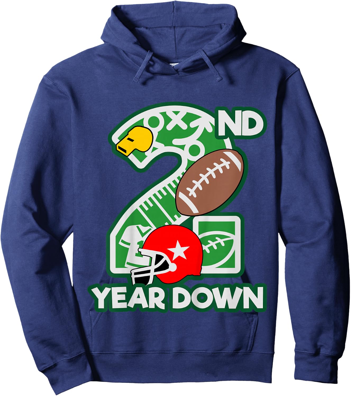 Kids 2nd birthday football theme party shirt 2 year old boy girl Hoodie - Hoodie | Navy