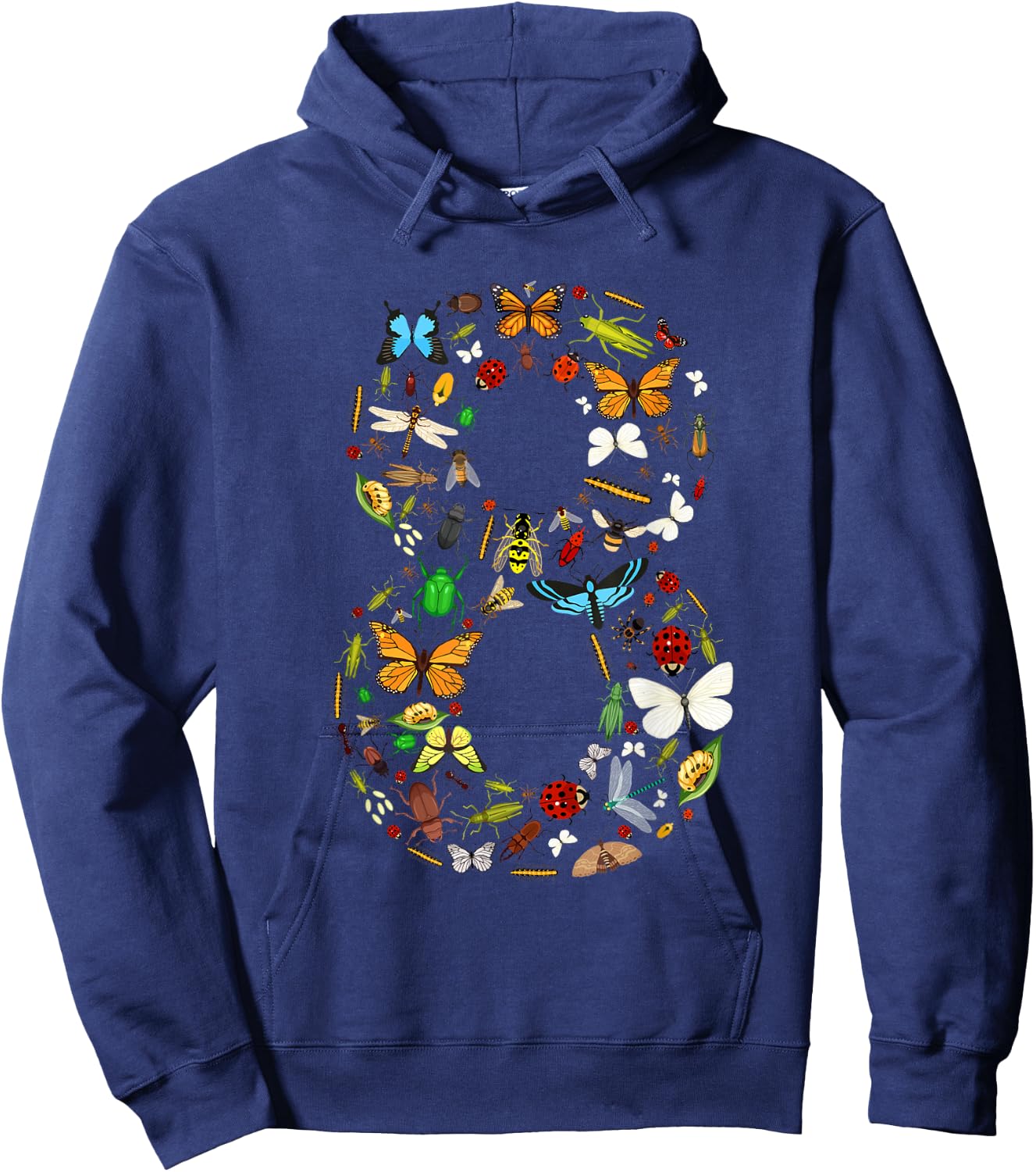 8 Years Old Eight Bug 8th Birthday Bugs Insects Boy Girl Hoodie - Hoodie | Navy