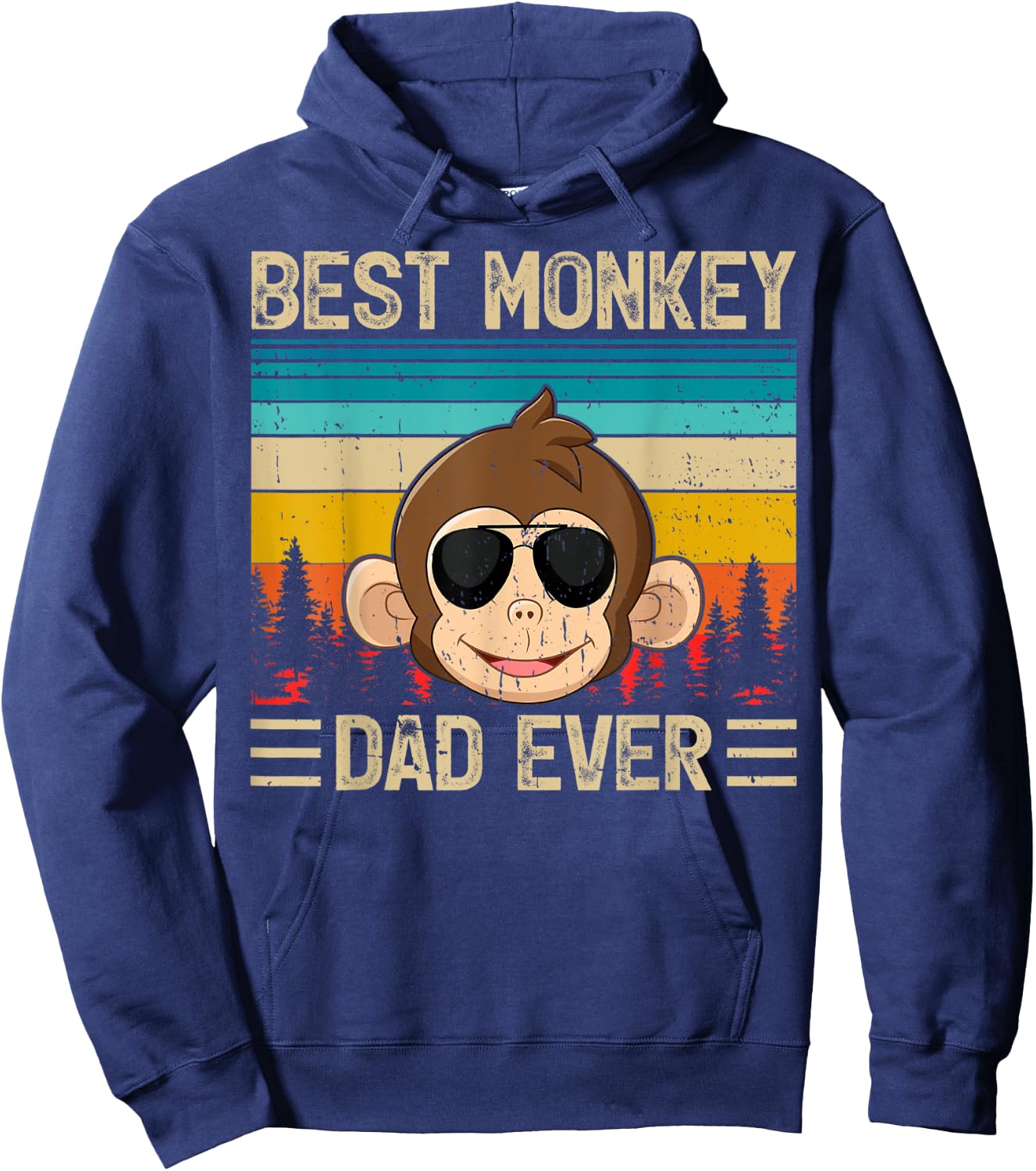 Monkey Vintage Funny Best Monkey Dad Ever Father's Day Hoodie - Hoodie | Navy