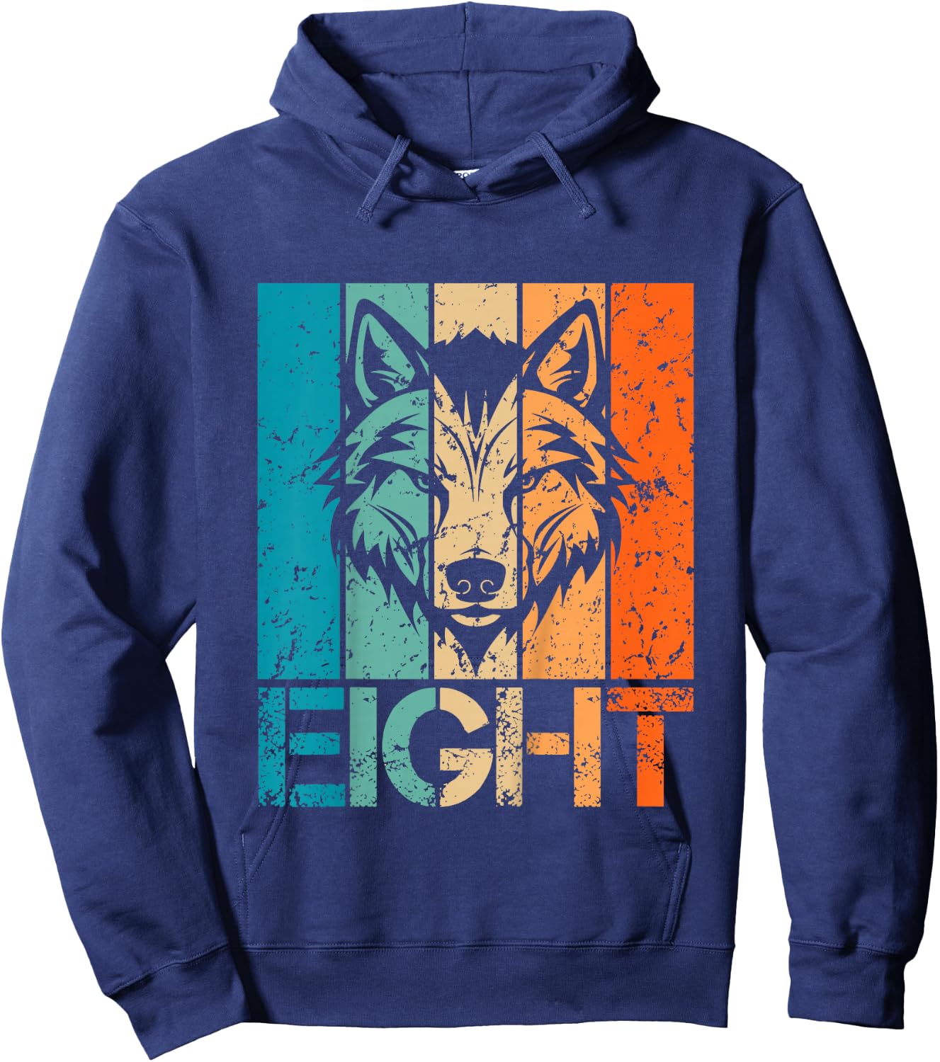 Funny 8th Wolf Birthday 8 Year Old Birthday Wolf Hoodie - Hoodie | Navy