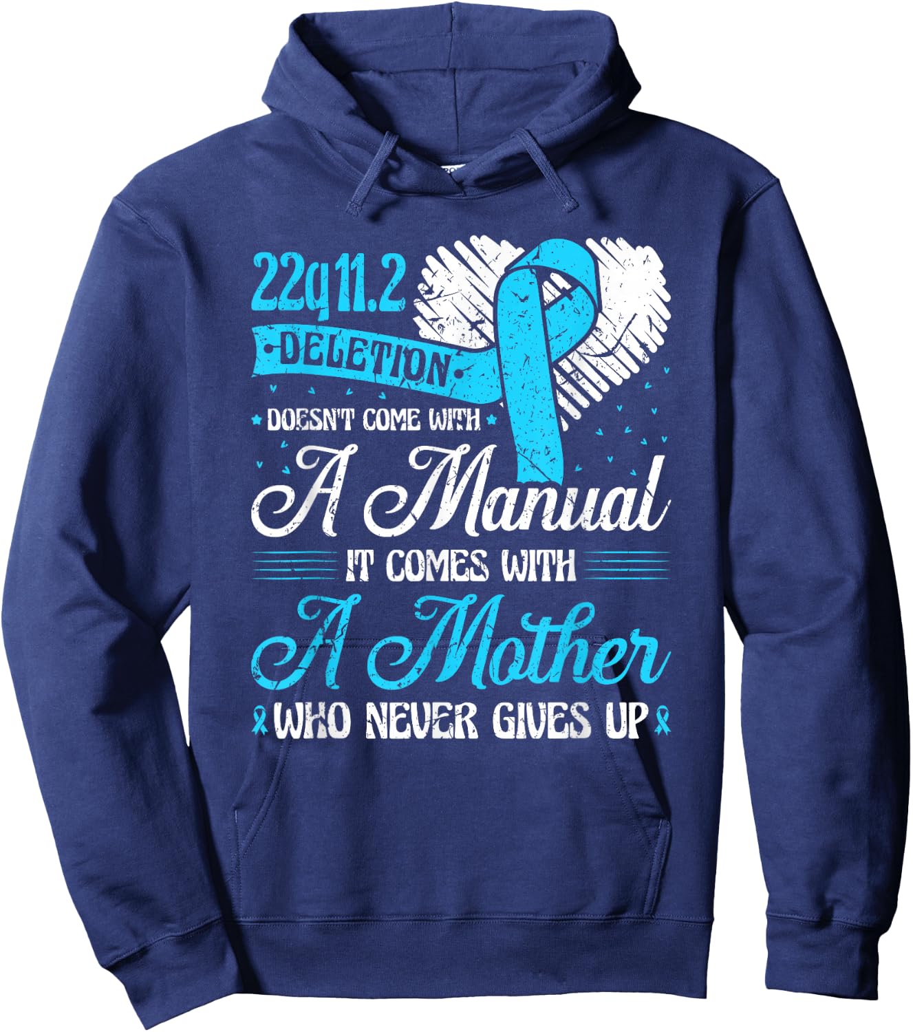 22q11.2 Deletion DiGeorge Syndrome Awareness Ribbon Hoodie - Hoodie | Navy