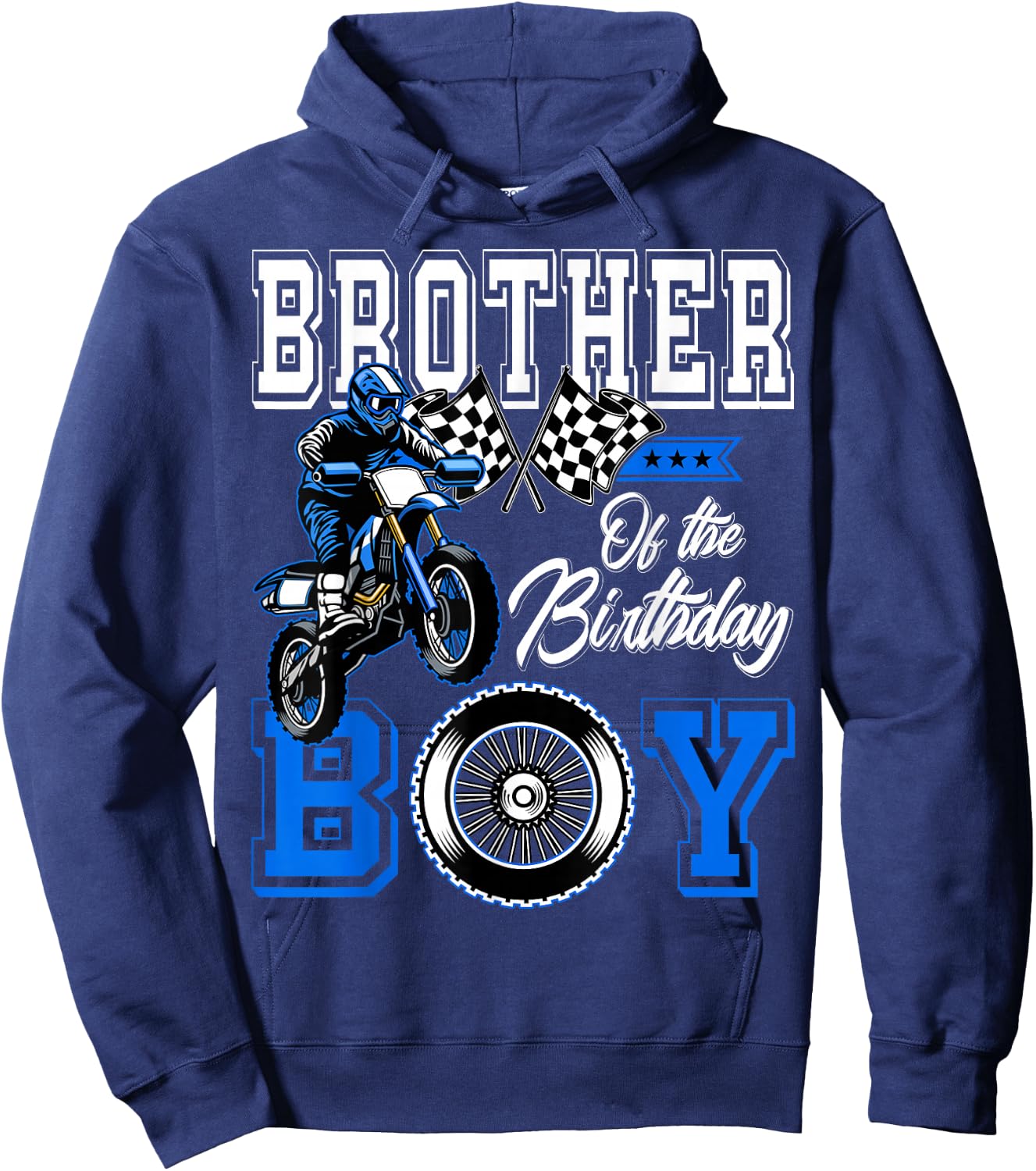 Brother of the Birthday Boy Dirt Bike Metching Family Party Hoodie - Hoodie | Navy