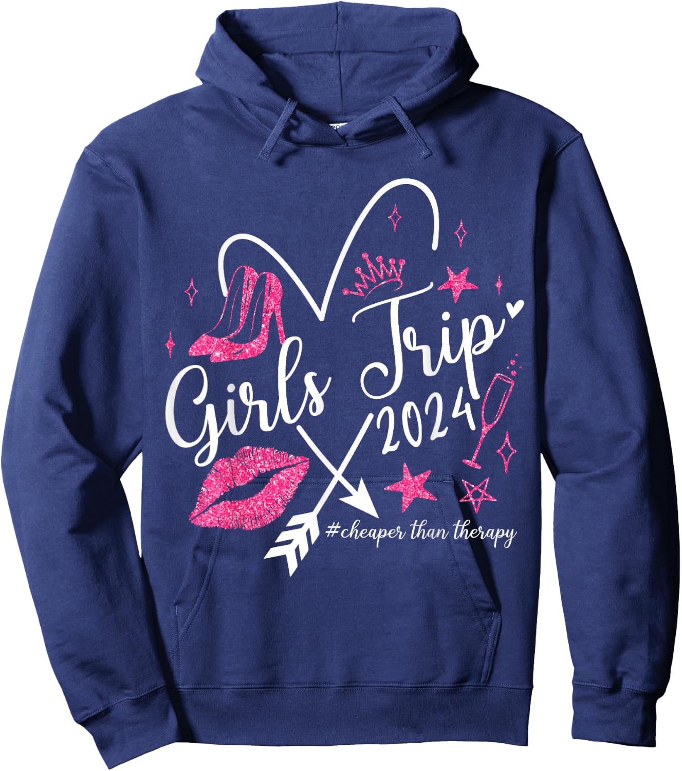 Funny Girls Trip 2024 Summer Vacation Girls Weekend Hoodie - Hoodie | Navy