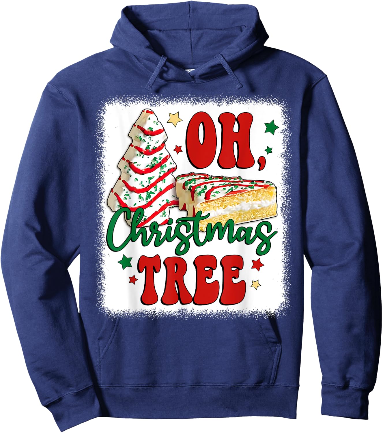 Oh Christmas Tree Cakes Debbie Becky Jen Groovy Retro Pajama Hoodie - Hoodie | Navy