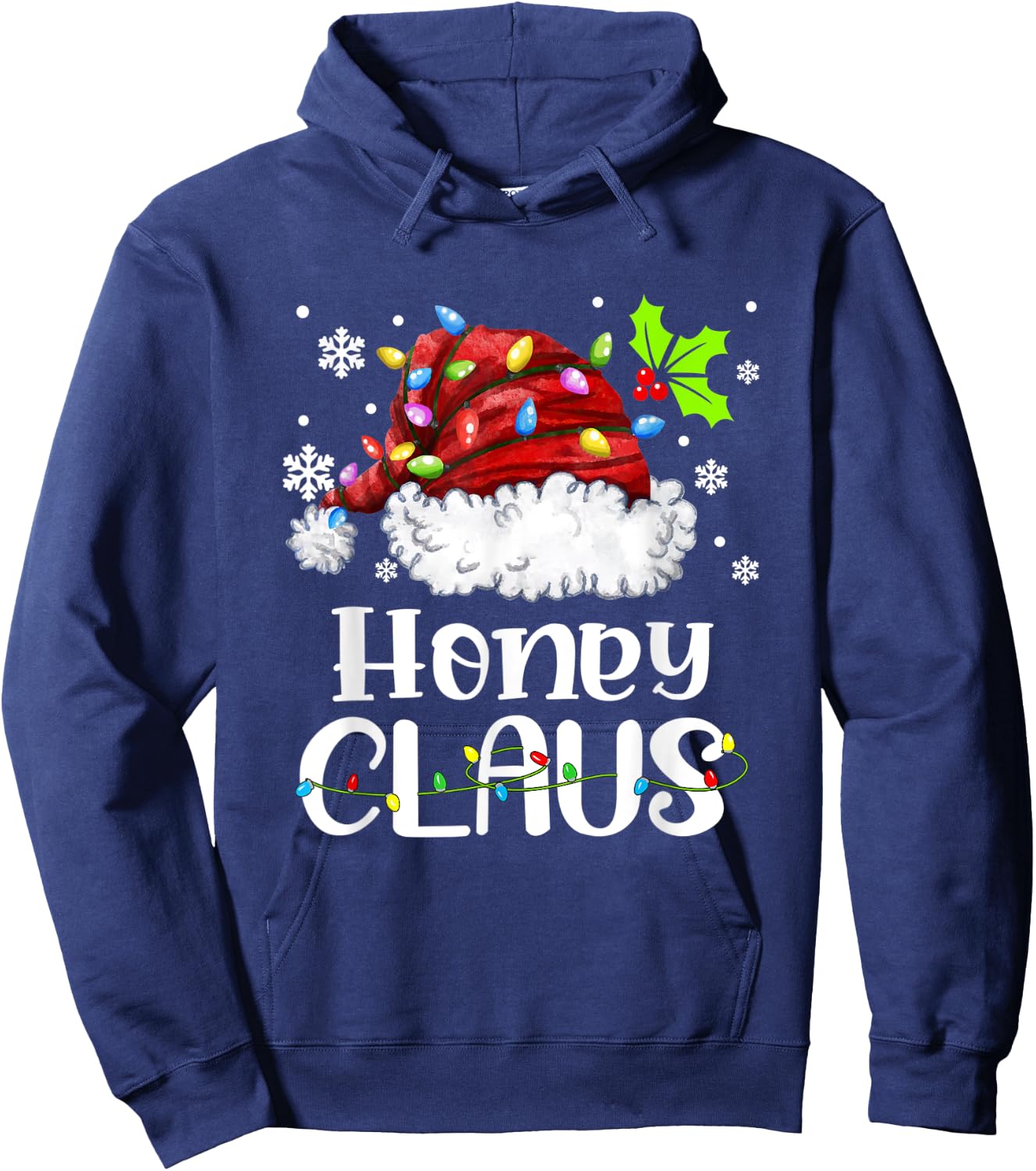 Honey Claus Santa Hat Christmas Light Xmas Family Hoodie - Hoodie | Navy