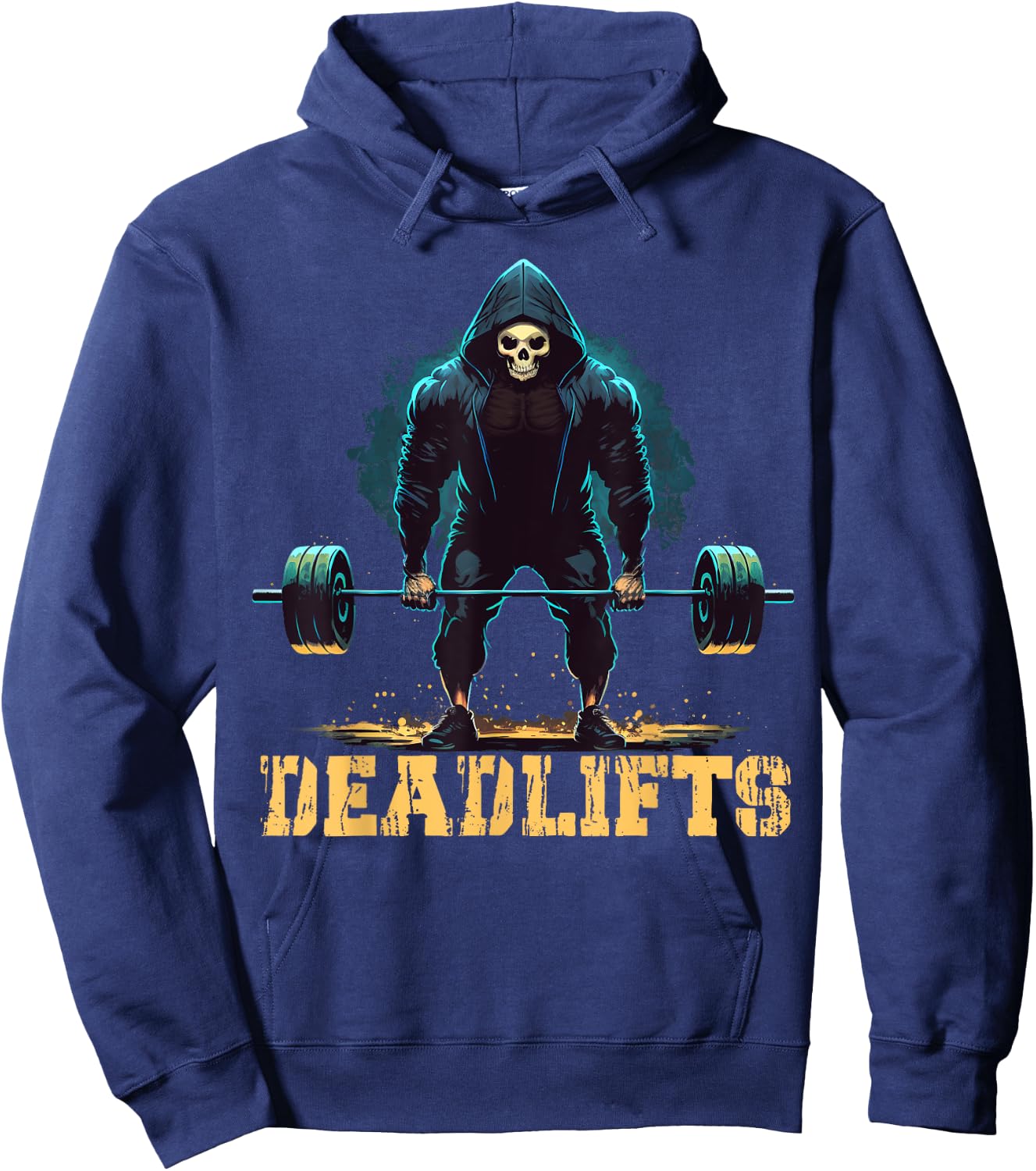 Deadlifts Gym Leg Day Grim Reaper Deadlifting Weights Hoodie - Hoodie | Navy