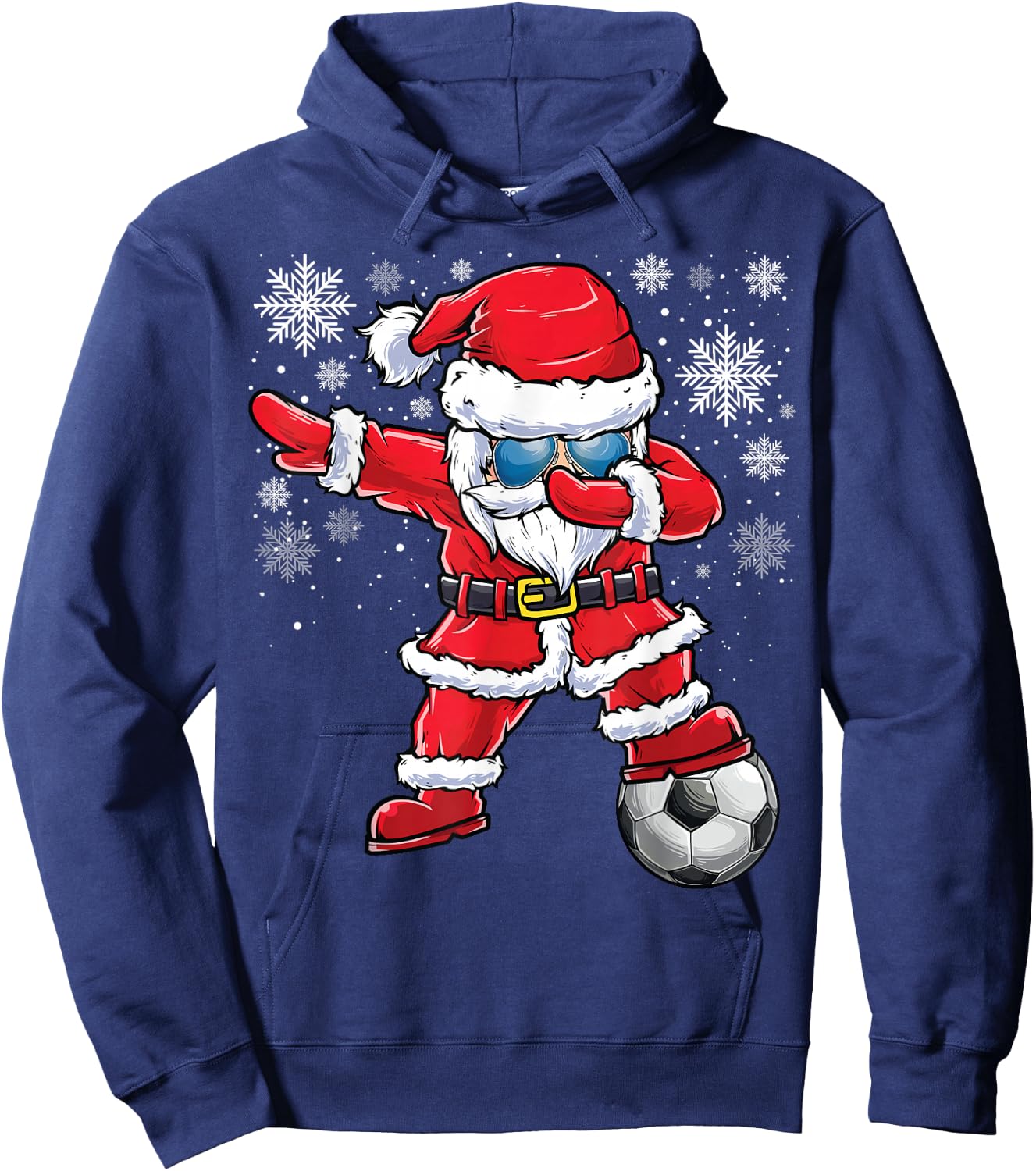 Dabbing Santa Boys Girls Funny Soccer Player Christmas Hoodie - Hoodie | Navy