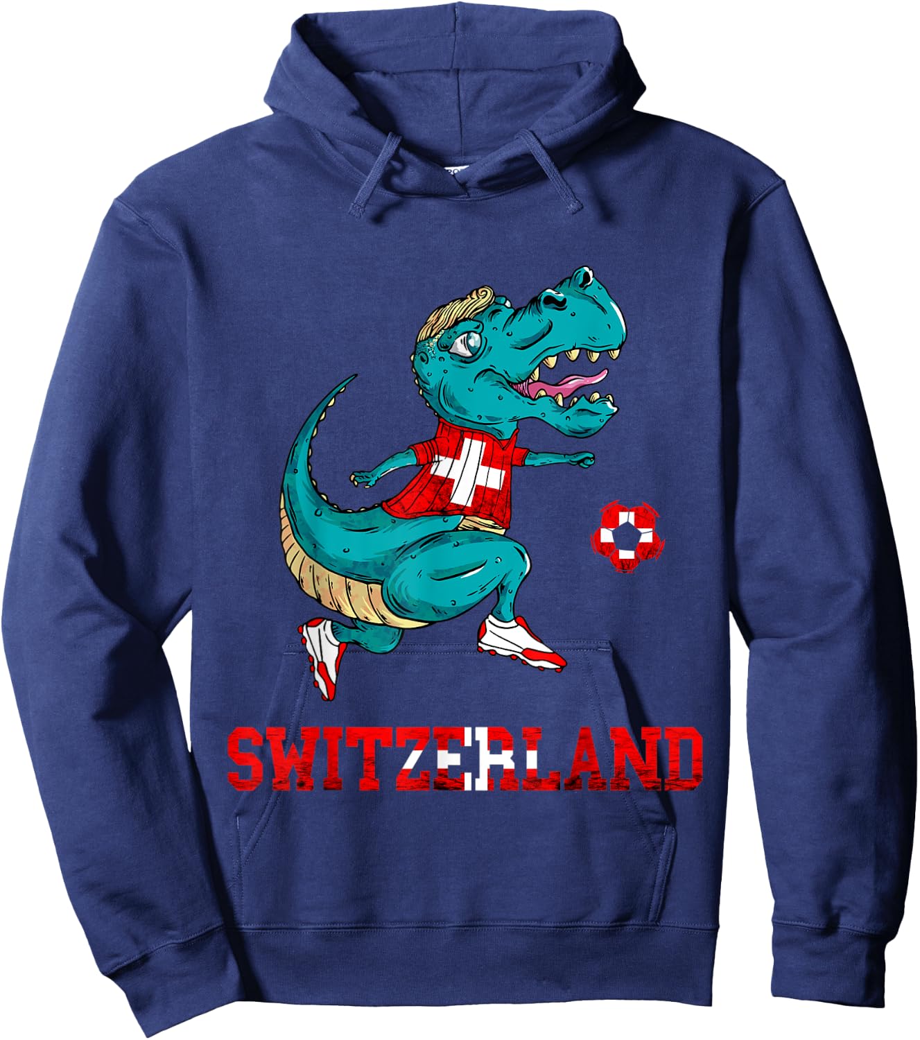 Swiss Football Team T-Rex Swiss Roots Switzerland Swiss Flag Hoodie - Hoodie | Navy