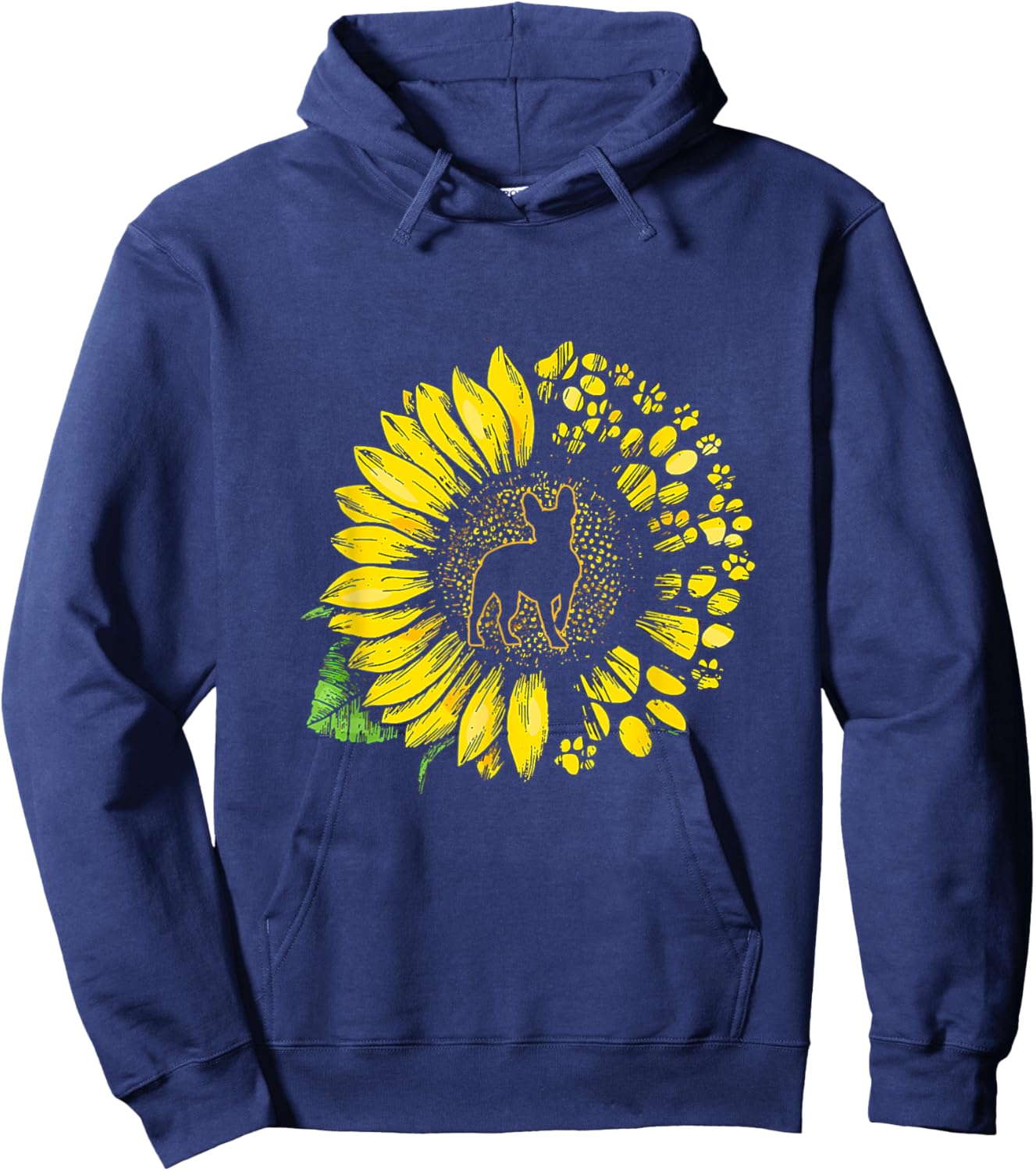 French Bulldog Sunflower With Paws Cute Dog Lover Hoodie - Hoodie | Navy