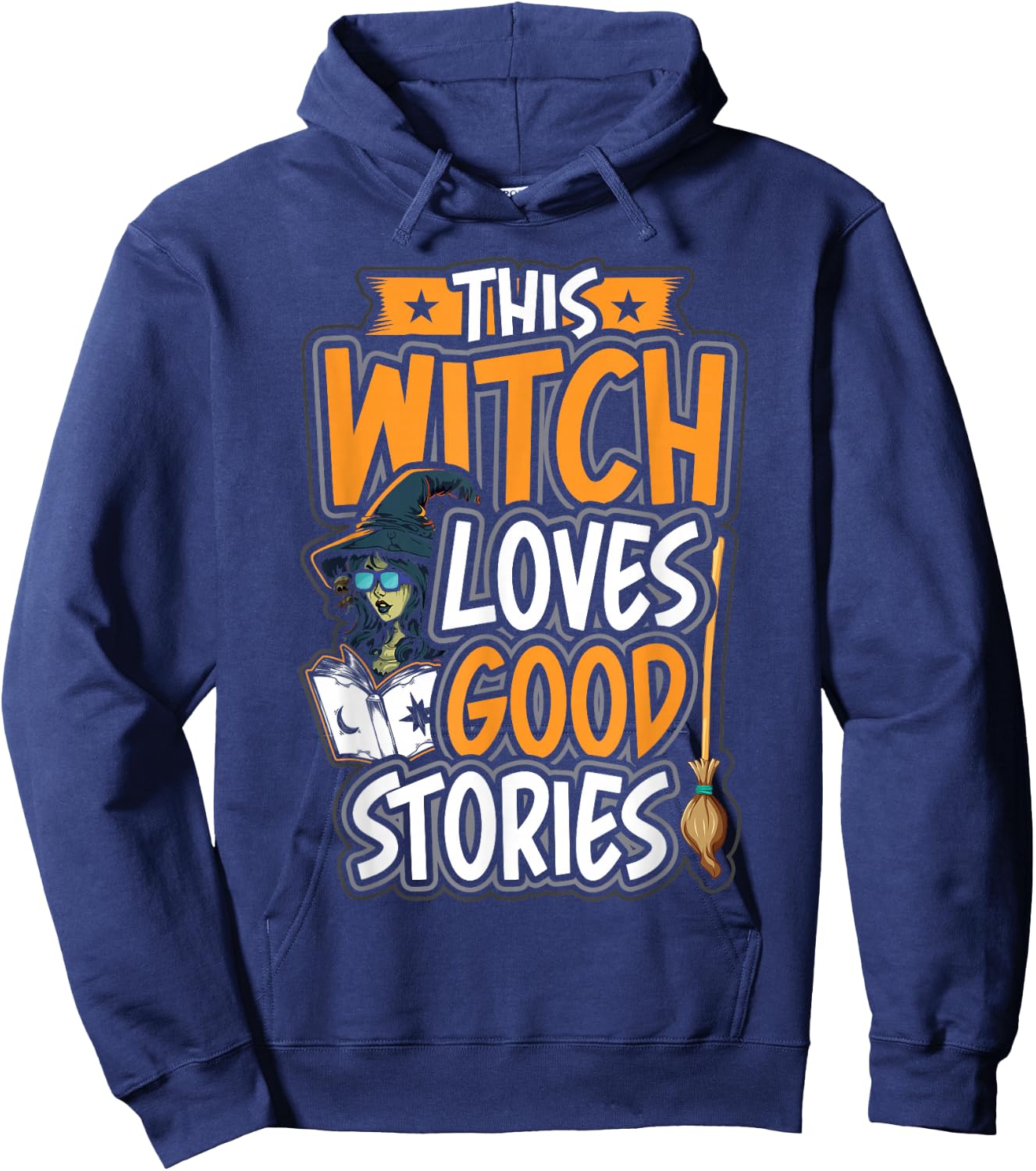 Halloween Library Witch book lover Librarian Reading Teacher Hoodie - Hoodie | Navy